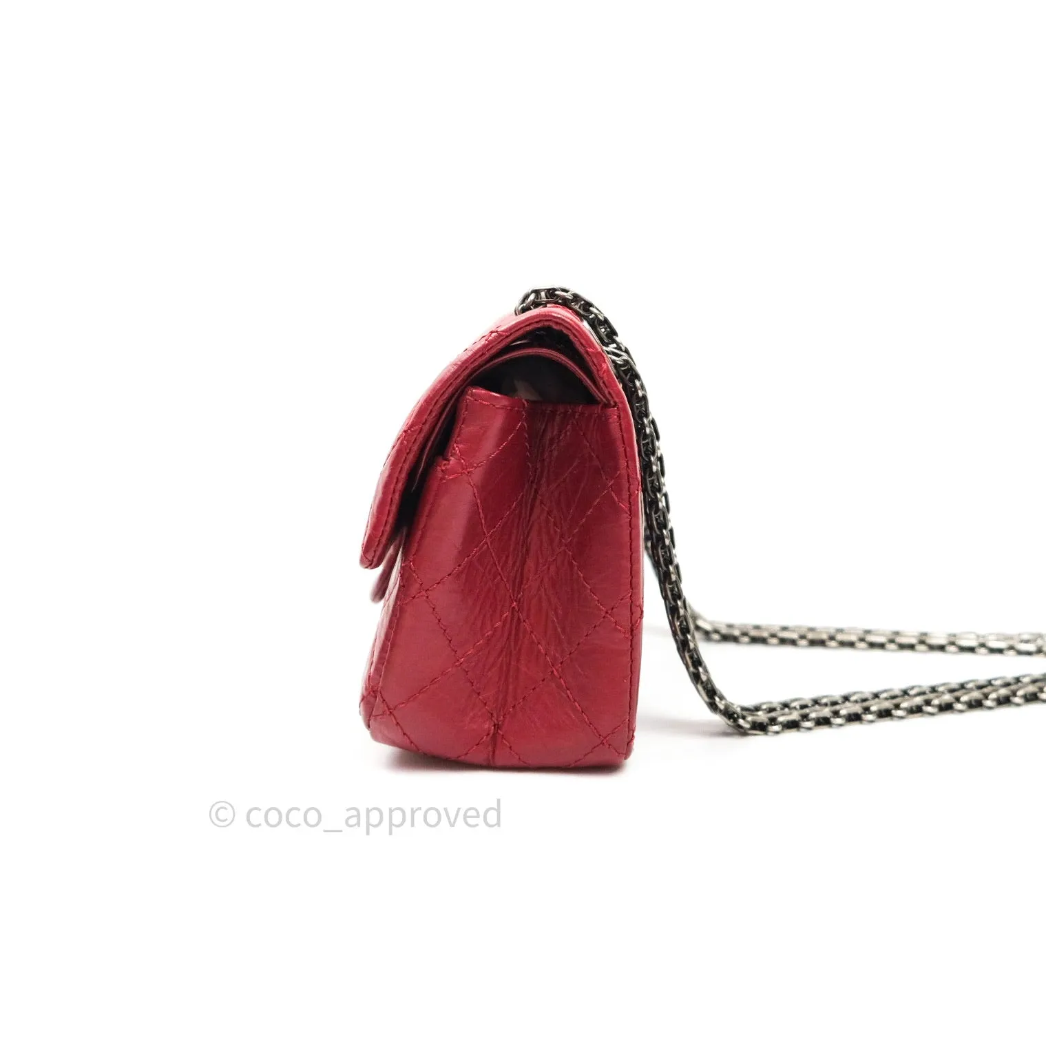 Chanel Mini Reissue 224 Dark Red Aged Calfskin Ruthenium Hardware