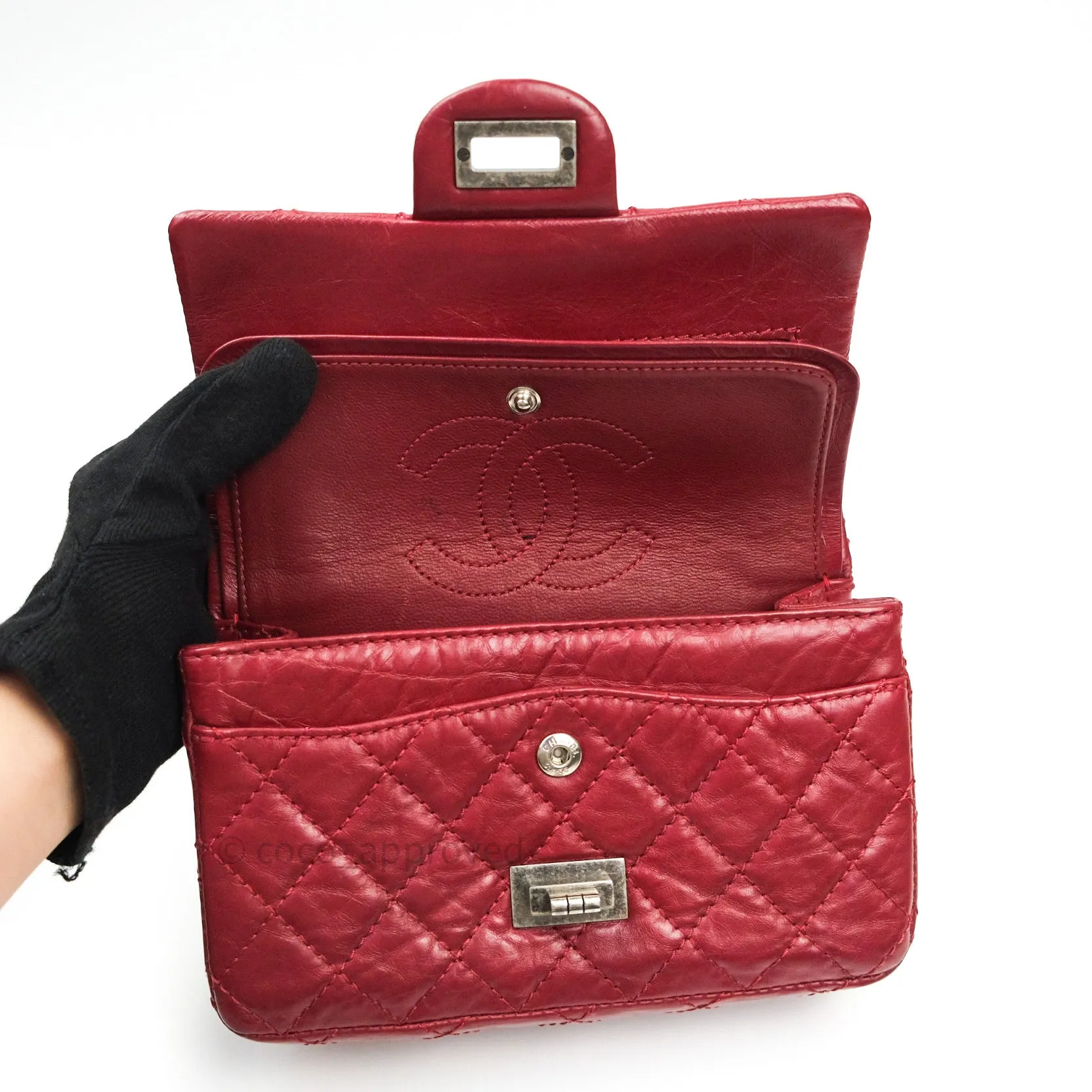 Chanel Mini Reissue 224 Dark Red Aged Calfskin Ruthenium Hardware