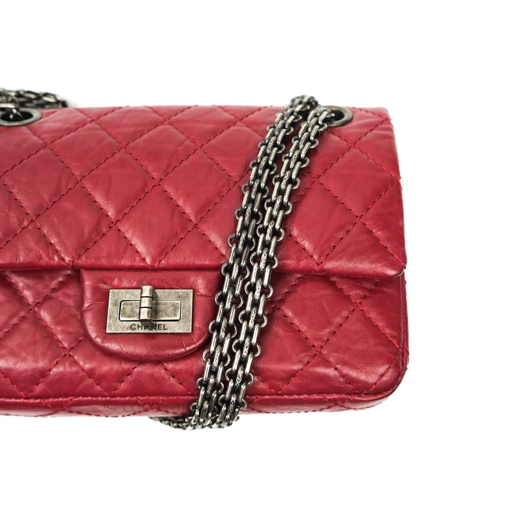 Chanel Mini Reissue 224 Dark Red Aged Calfskin Ruthenium Hardware