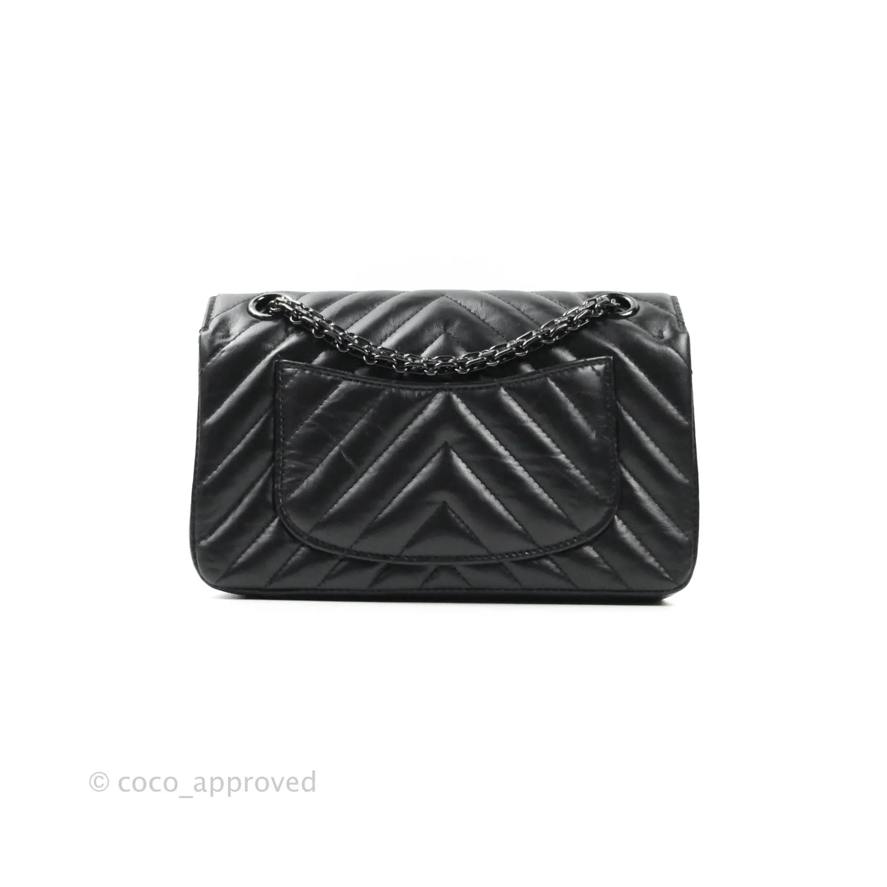 Chanel Mini Reissue 224 So Black Chevron Calfskin Black Hardware