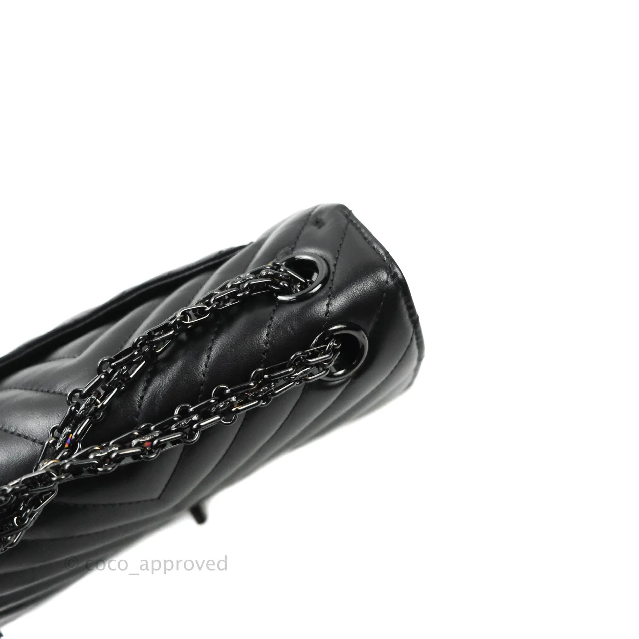 Chanel Mini Reissue 224 So Black Chevron Calfskin Black Hardware