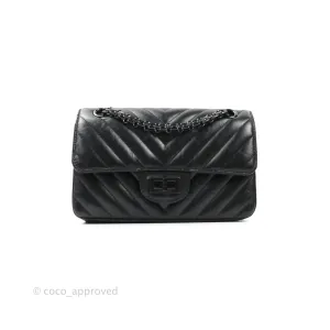Chanel Mini Reissue 224 So Black Chevron Calfskin Black Hardware