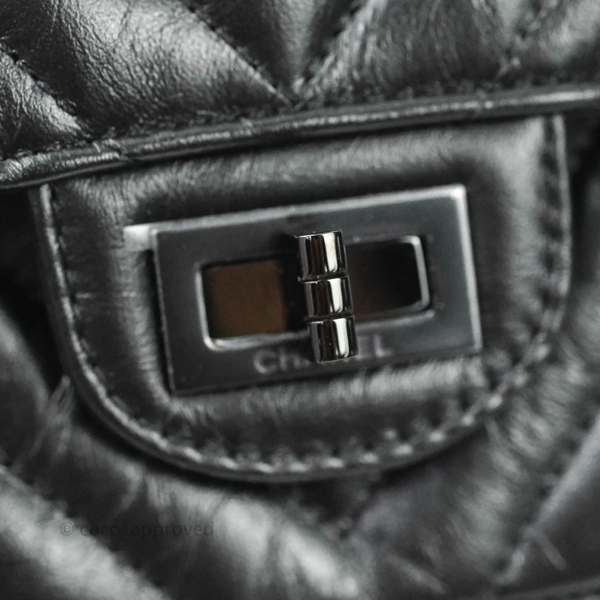 Chanel Mini Reissue 224 So Black Chevron Calfskin Black Hardware