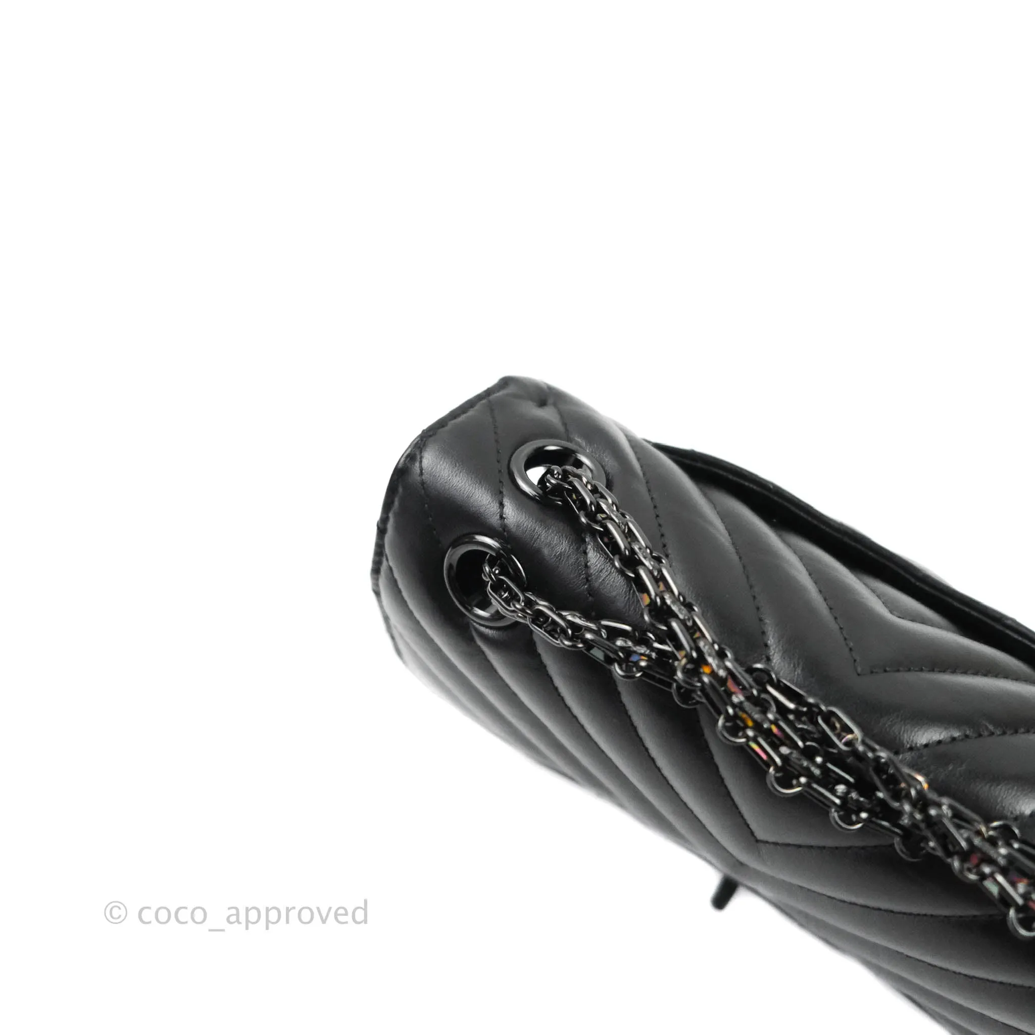 Chanel Mini Reissue 224 So Black Chevron Calfskin Black Hardware