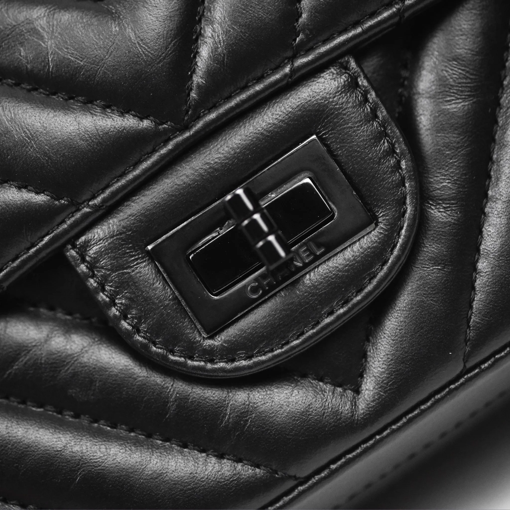 Chanel Mini Reissue 224 So Black Chevron Calfskin