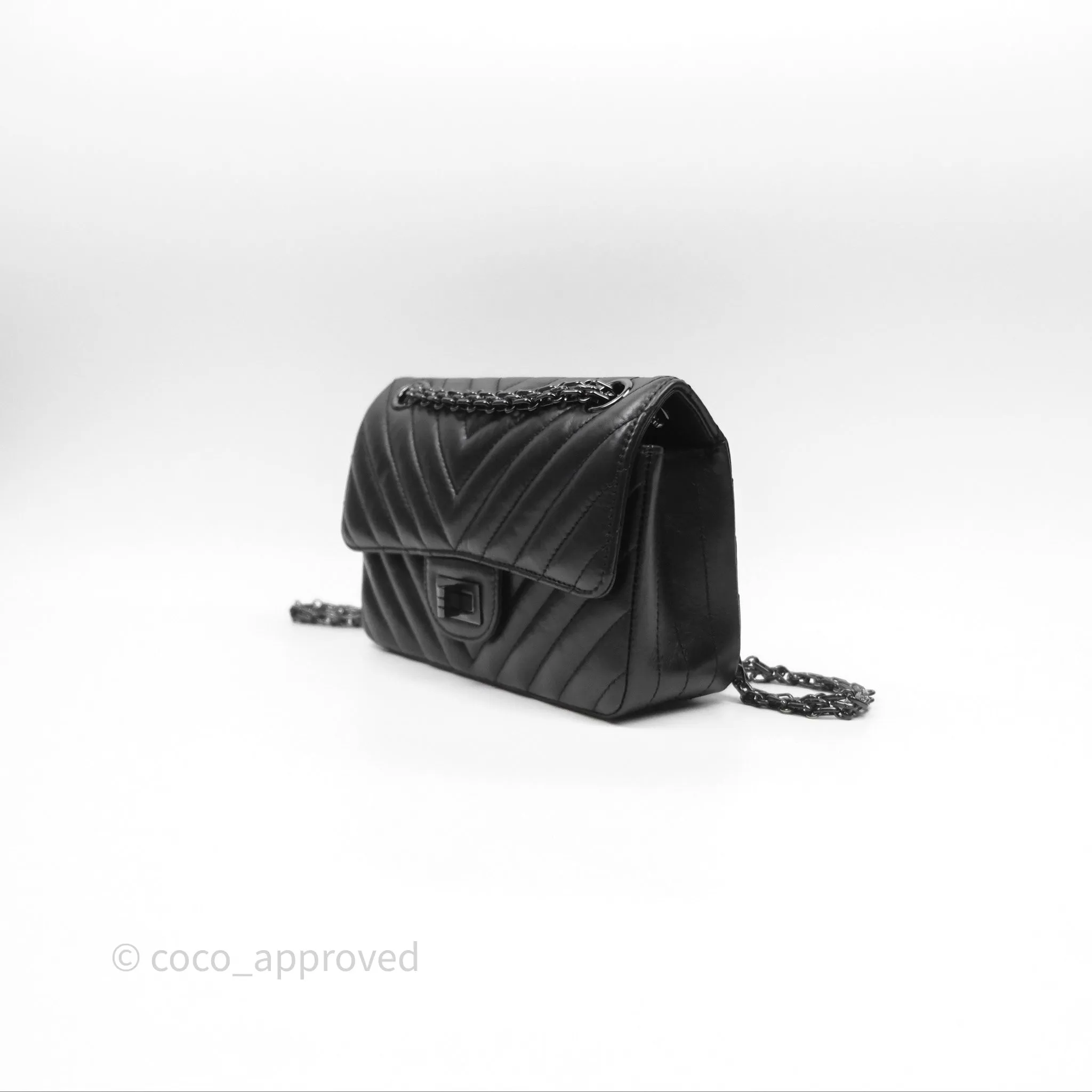 Chanel Mini Reissue 224 So Black Chevron Calfskin