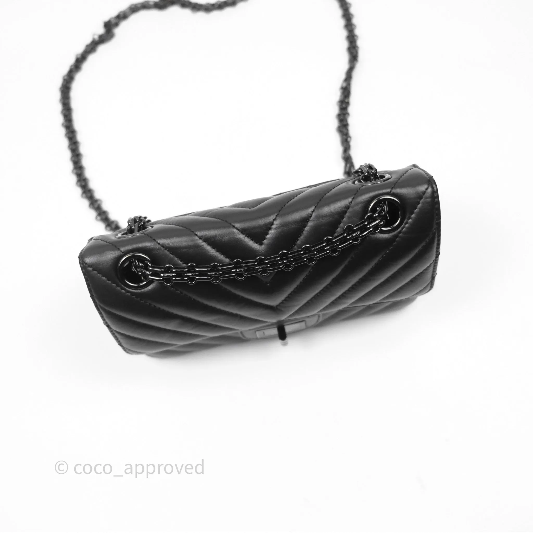 Chanel Mini Reissue 224 So Black Chevron Calfskin