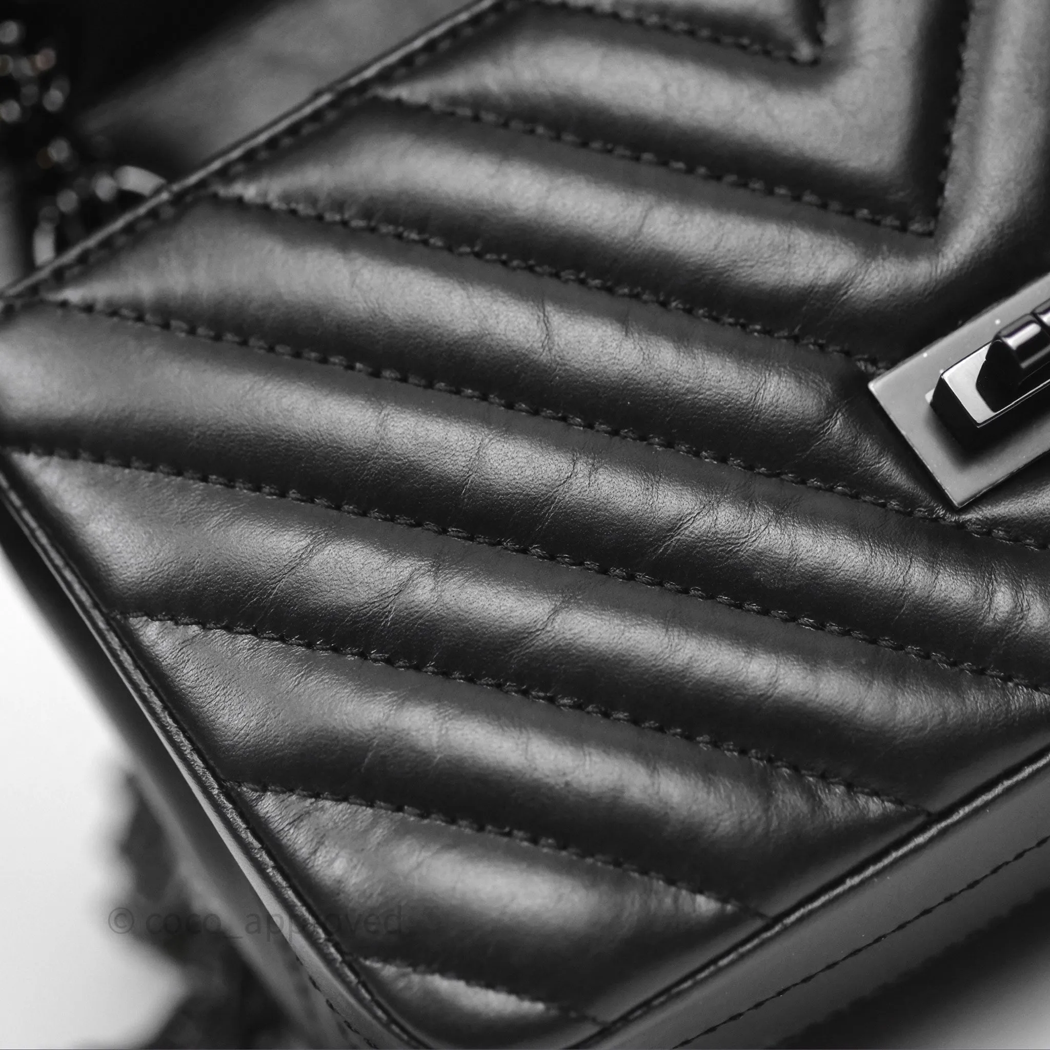 Chanel Mini Reissue 224 So Black Chevron Calfskin