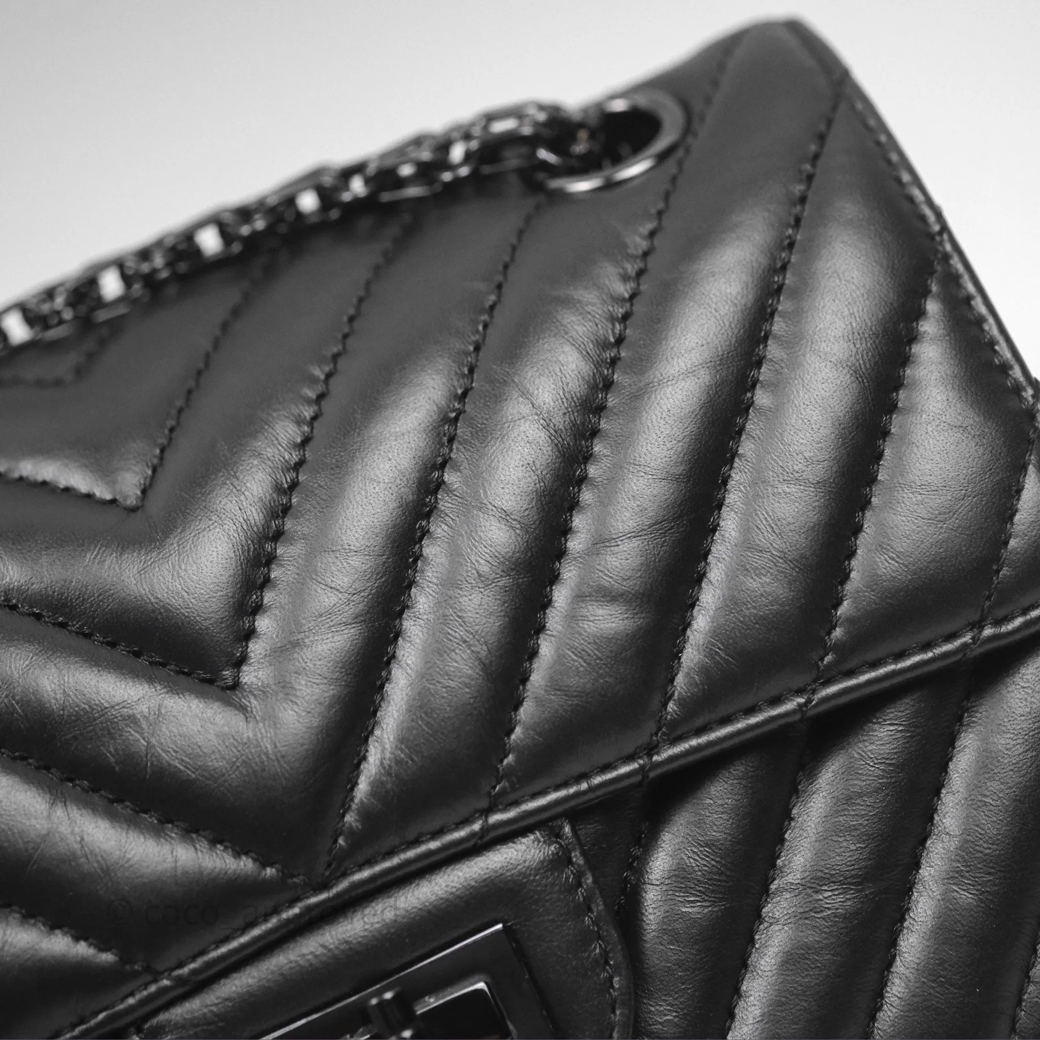 Chanel Mini Reissue 224 So Black Chevron Calfskin
