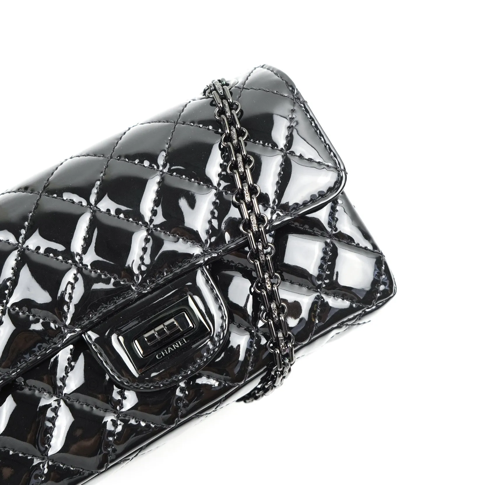 Chanel Mini Reissue 224 So Black Patent Black Hardware