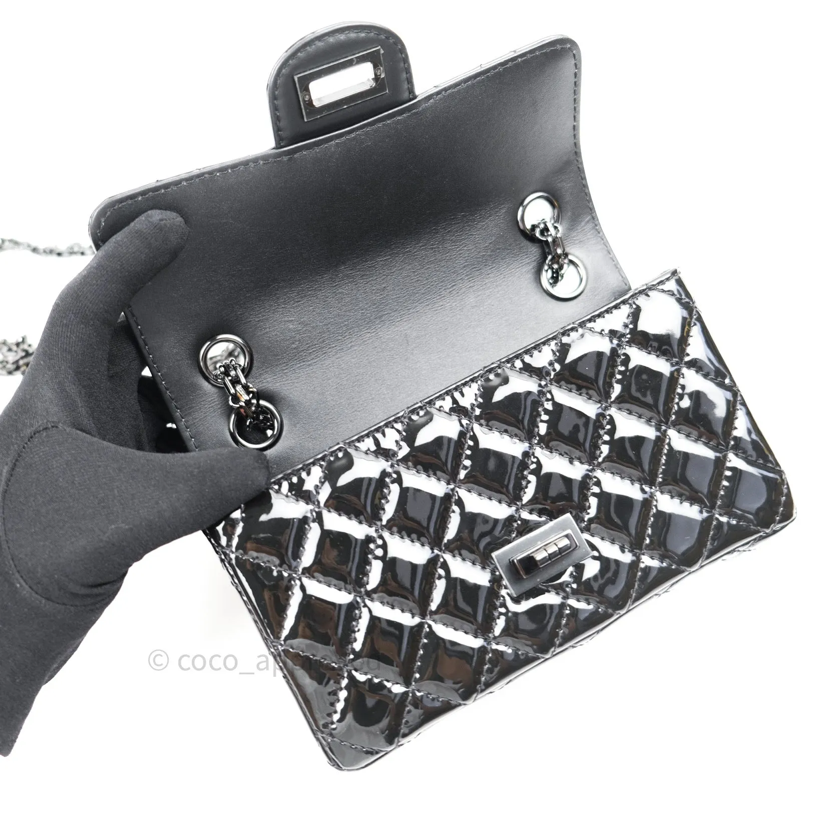 Chanel Mini Reissue 224 So Black Patent Black Hardware
