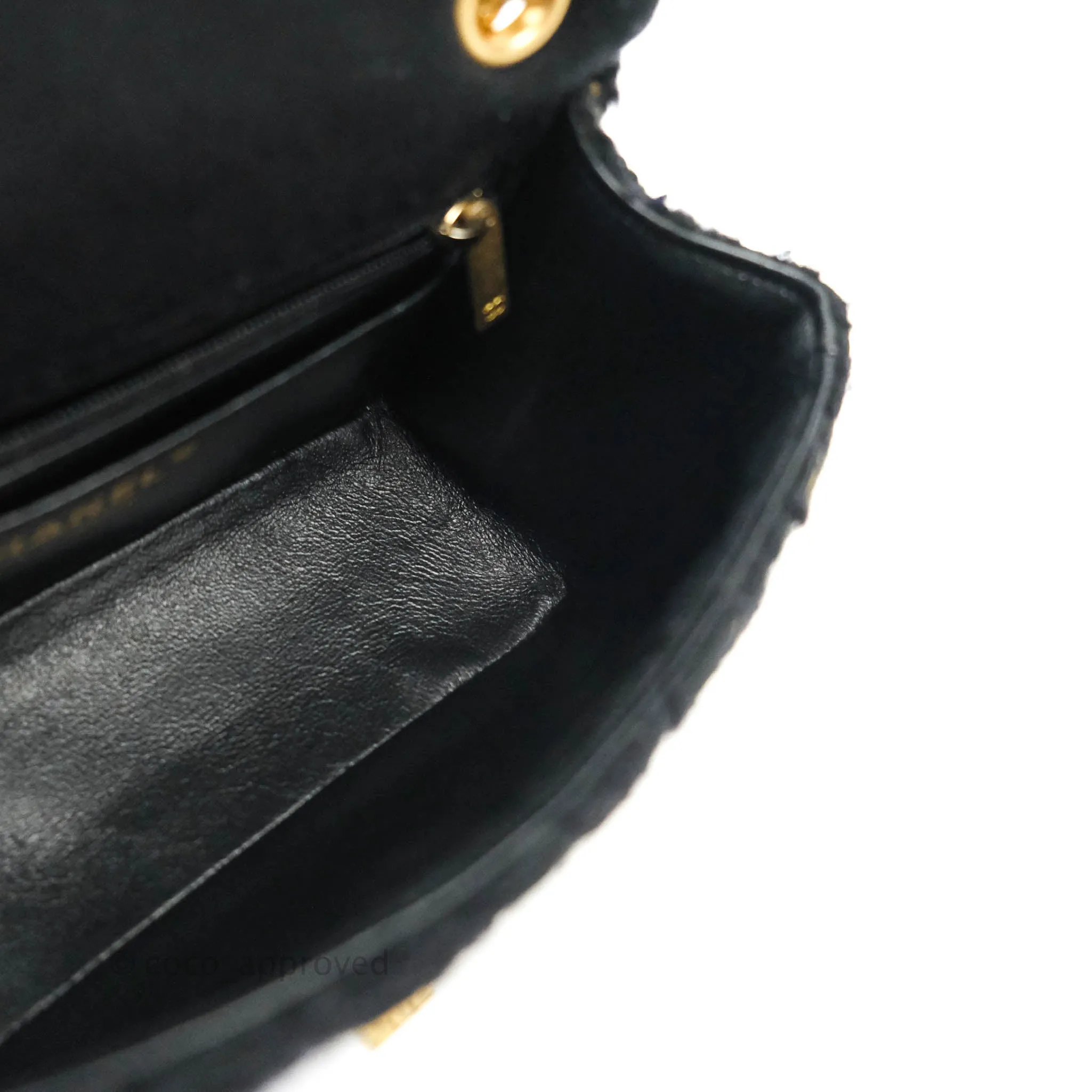 Chanel Mini Reissue 224 Tweed Black Aged Gold Hardware