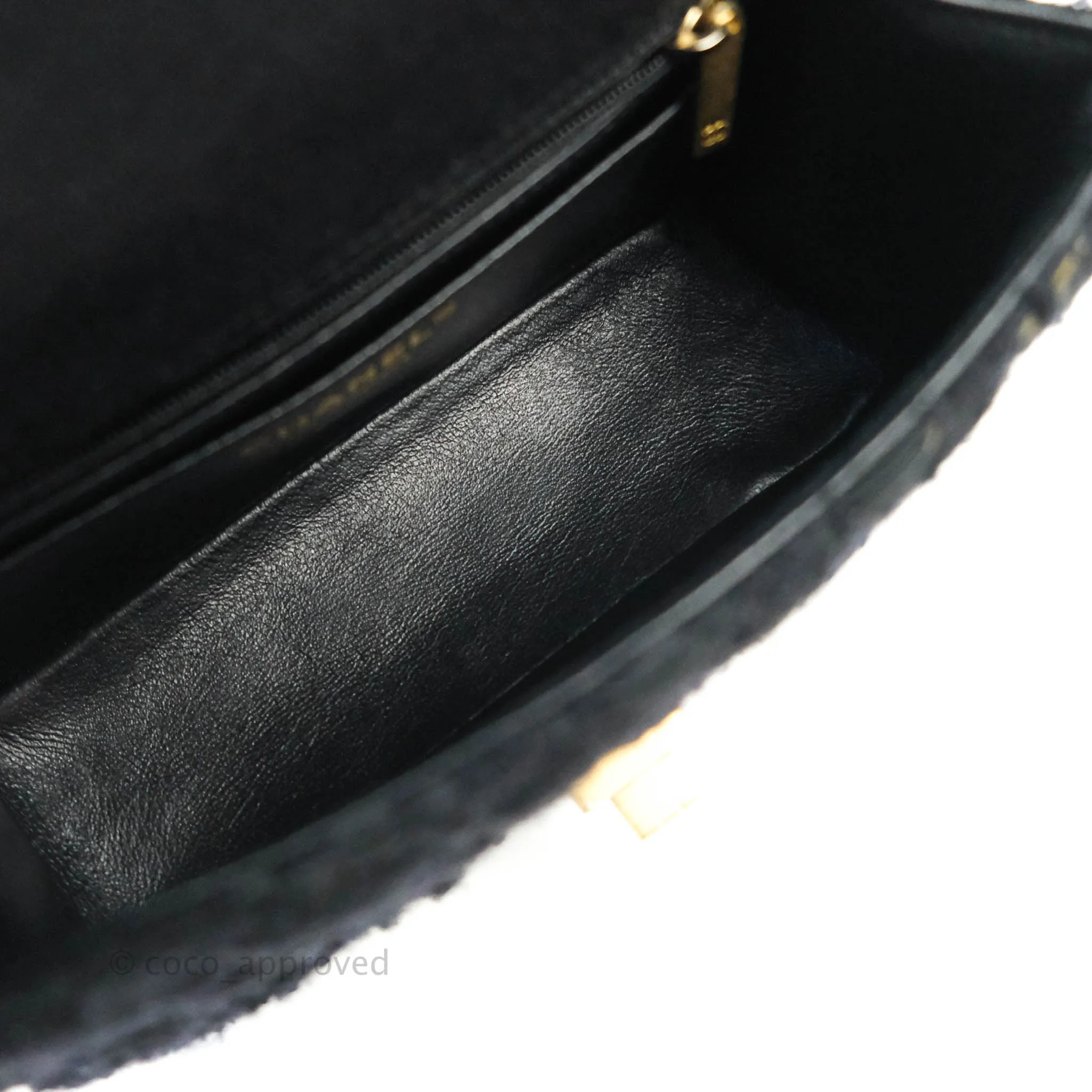 Chanel Mini Reissue 224 Tweed Black Aged Gold Hardware