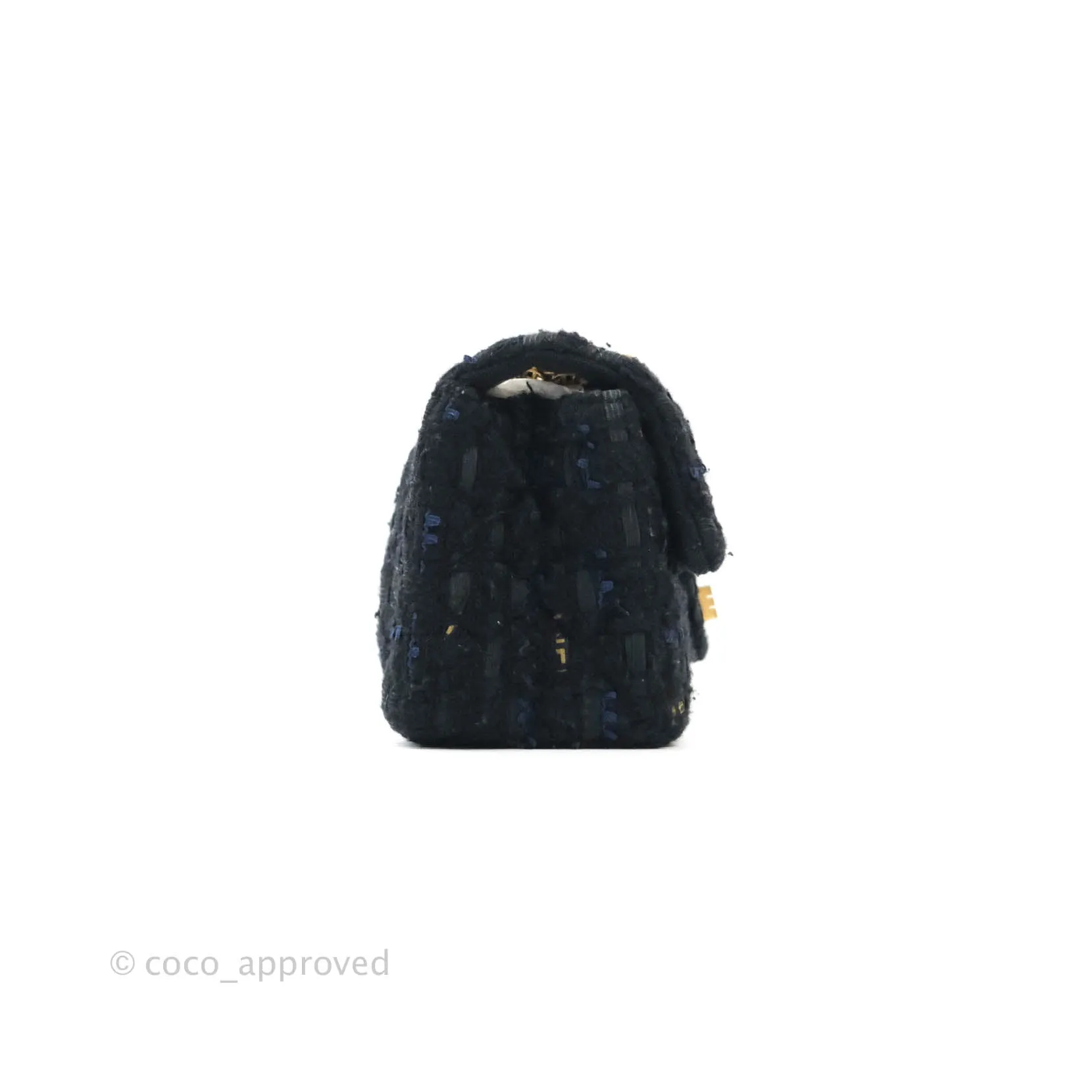 Chanel Mini Reissue 224 Tweed Black Aged Gold Hardware