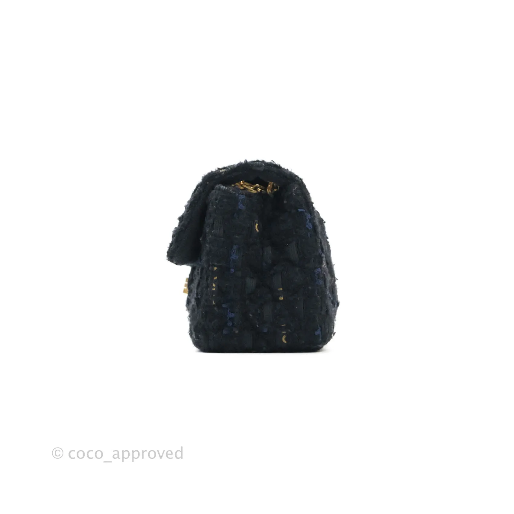 Chanel Mini Reissue 224 Tweed Black Aged Gold Hardware