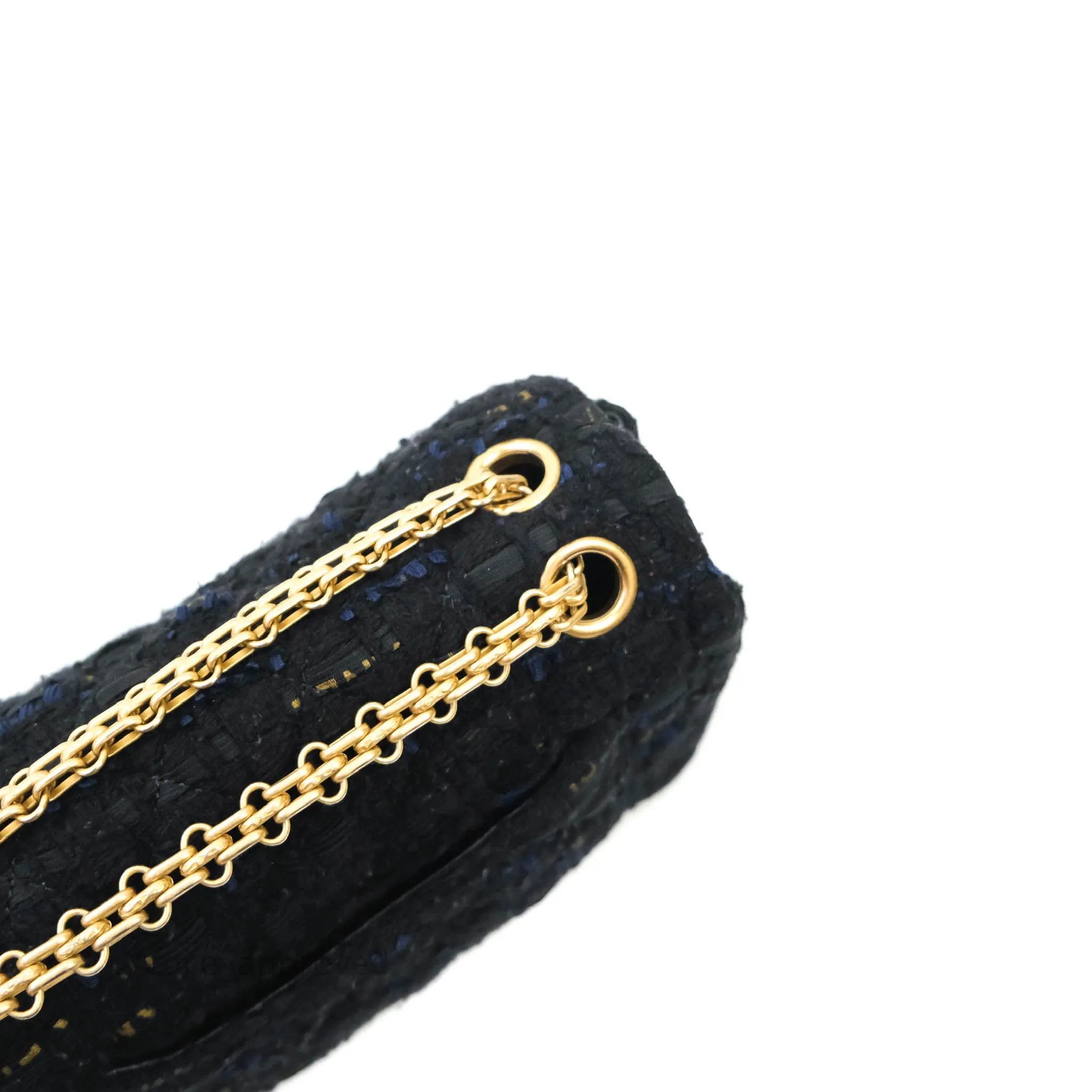 Chanel Mini Reissue 224 Tweed Black Aged Gold Hardware