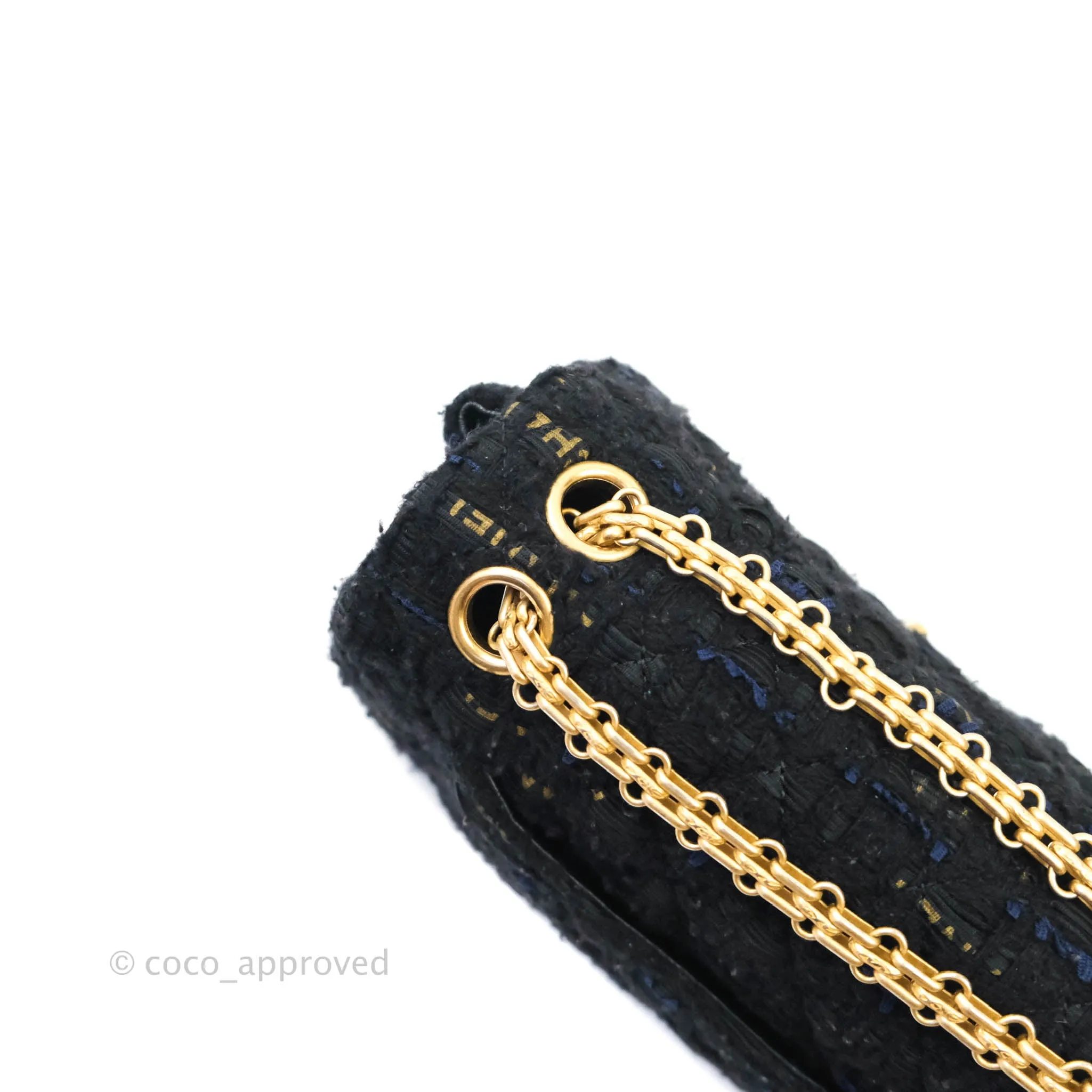 Chanel Mini Reissue 224 Tweed Black Aged Gold Hardware