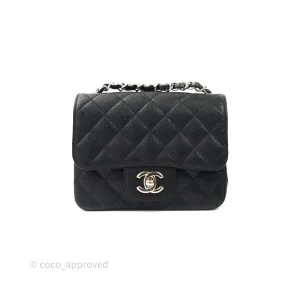 Chanel Mini Square Black Caviar Silver Hardware