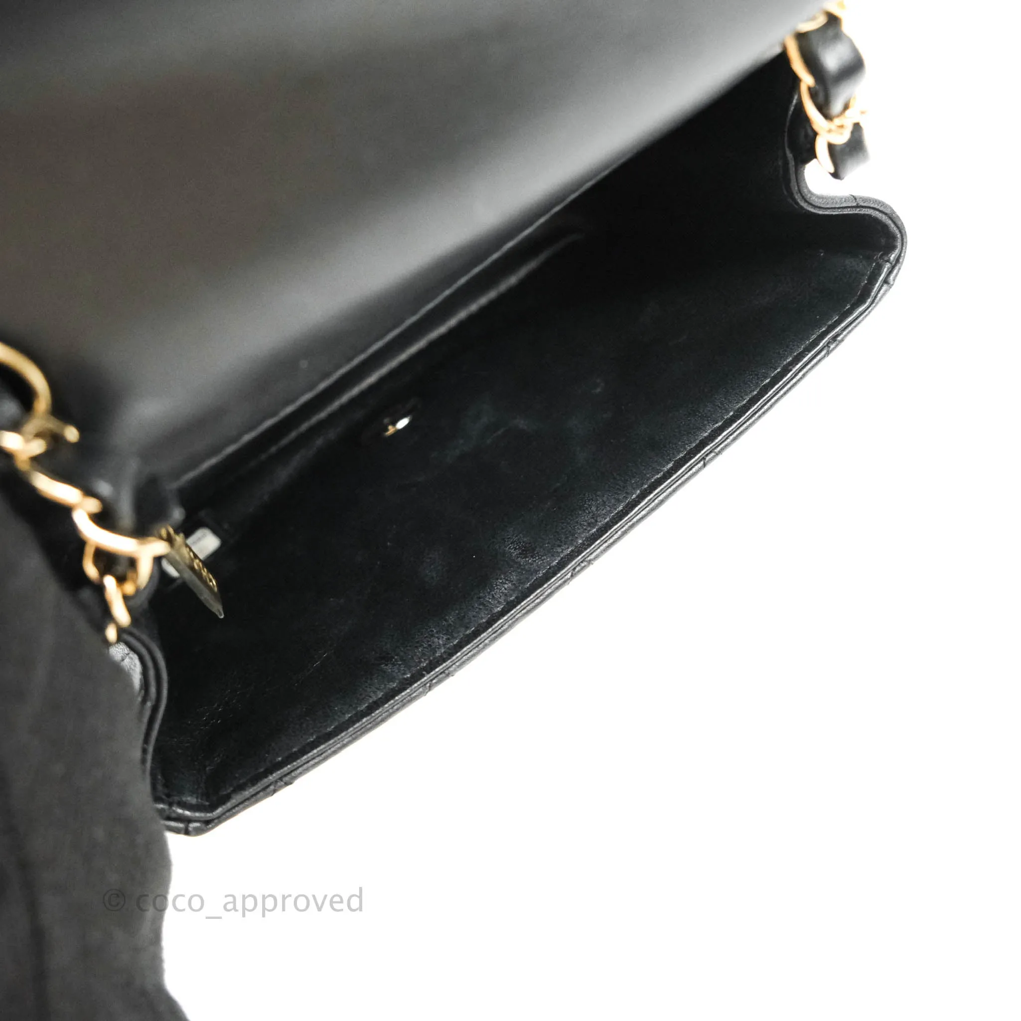 Chanel Mini Square Black Lambskin Gold Hardware