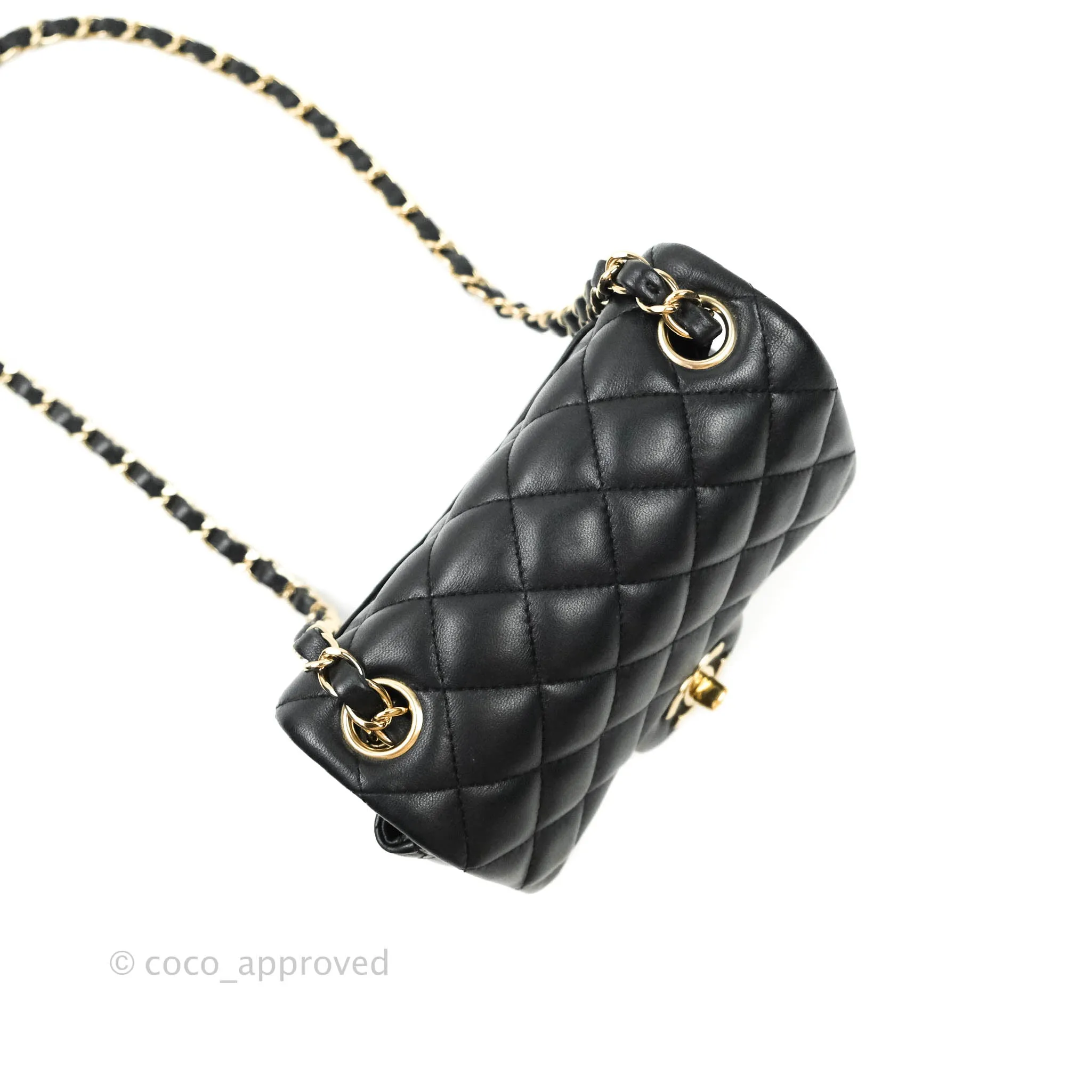 Chanel Mini Square Black Lambskin Gold Hardware