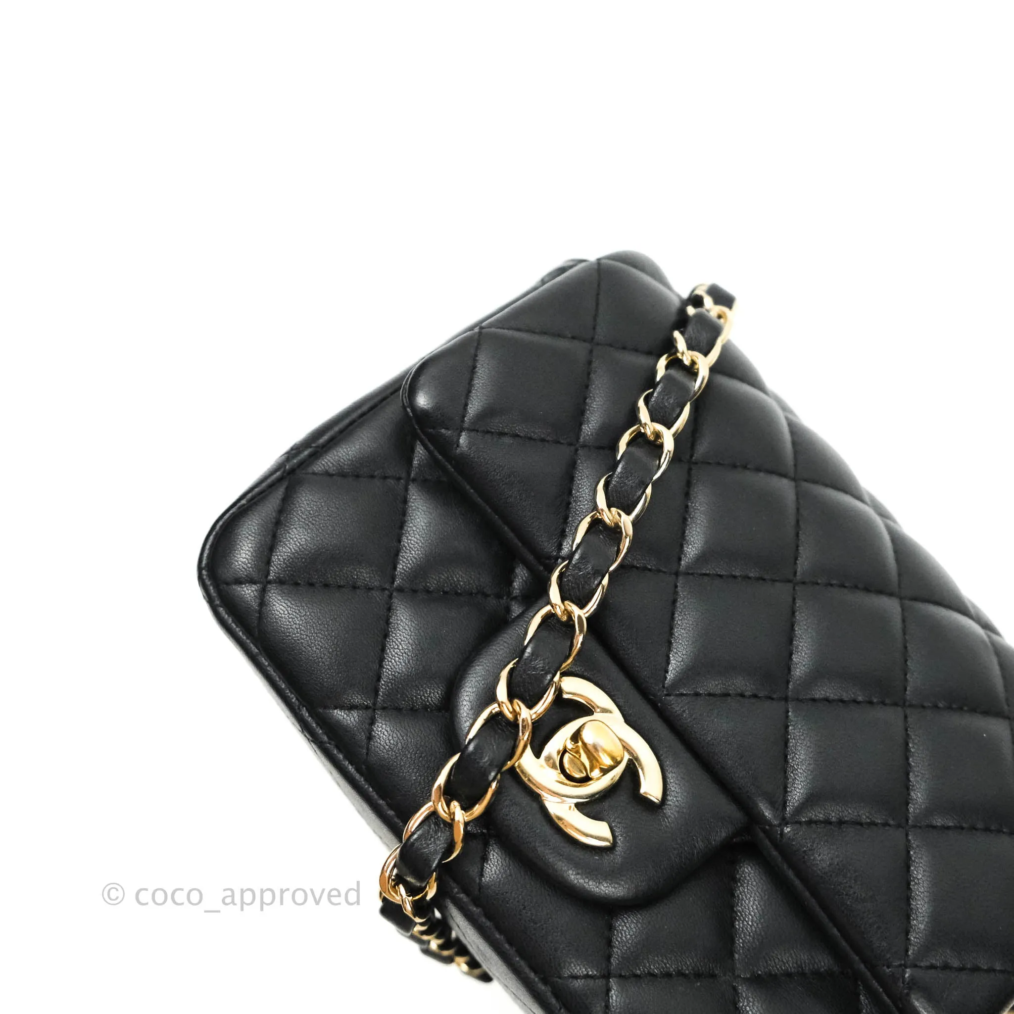 Chanel Mini Square Black Lambskin Gold Hardware