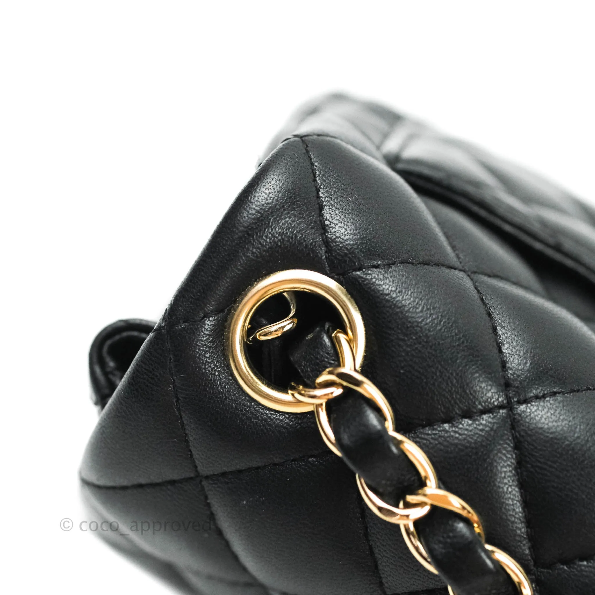 Chanel Mini Square Black Lambskin Gold Hardware