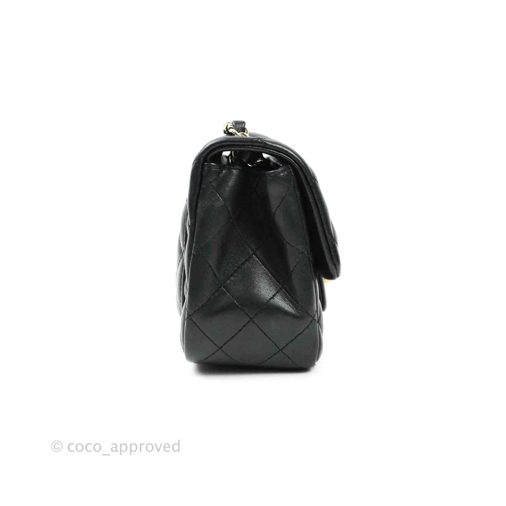 Chanel Mini Square Black Lambskin Gold Hardware