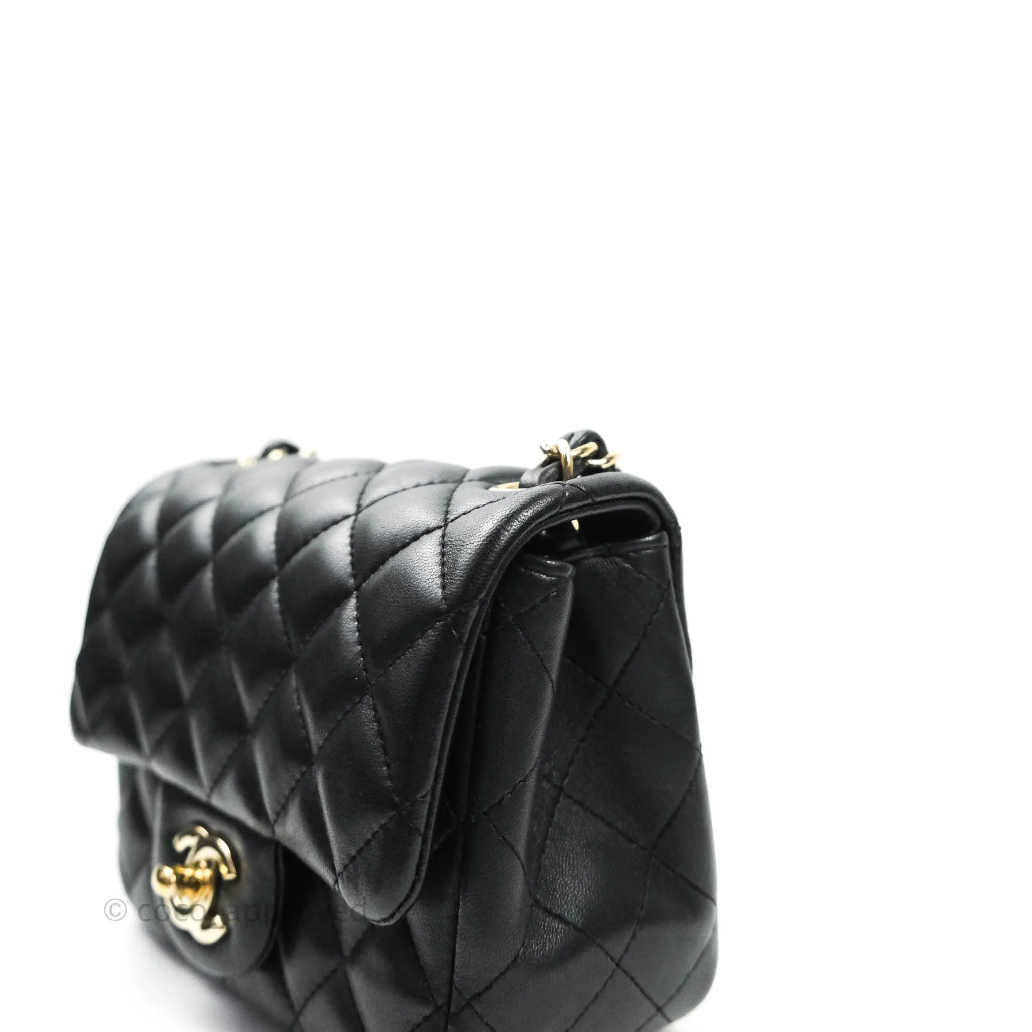 Chanel Mini Square Black Lambskin Gold Hardware