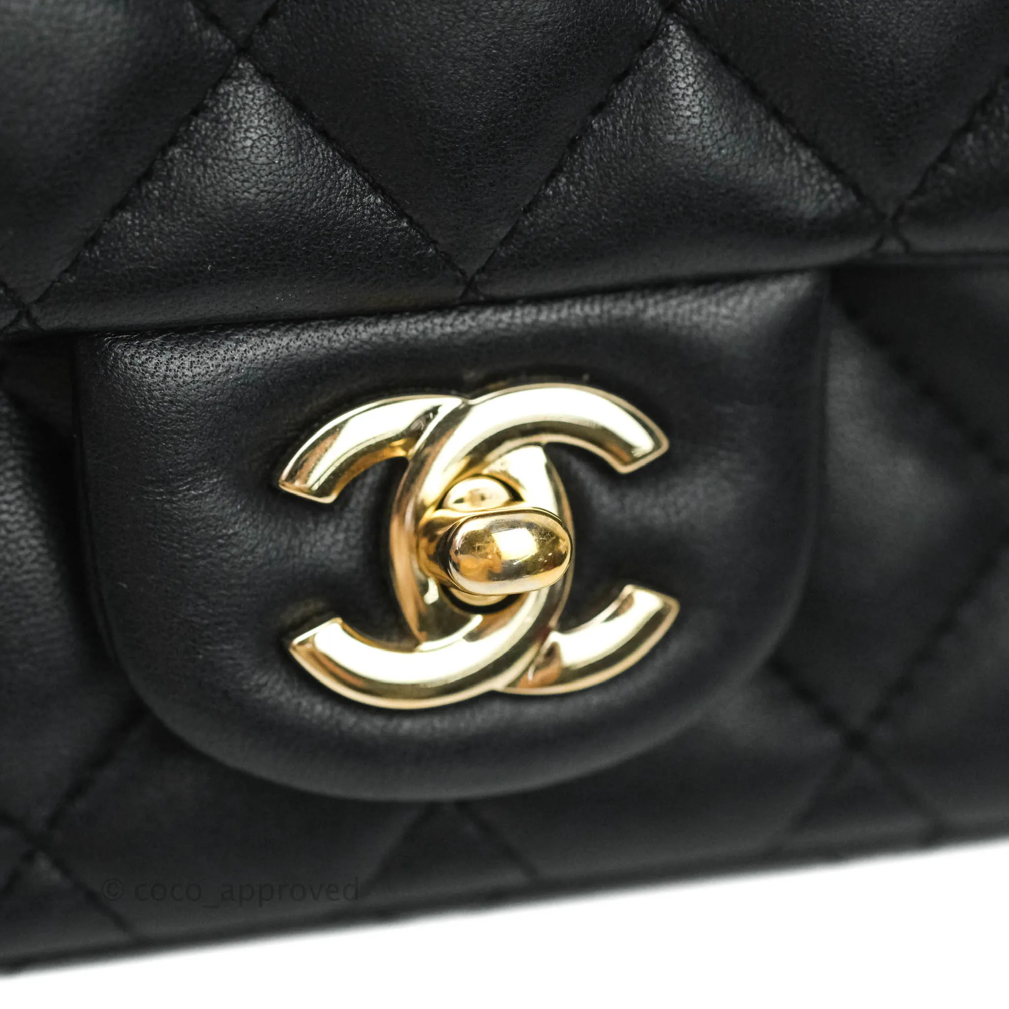 Chanel Mini Square Black Lambskin Gold Hardware