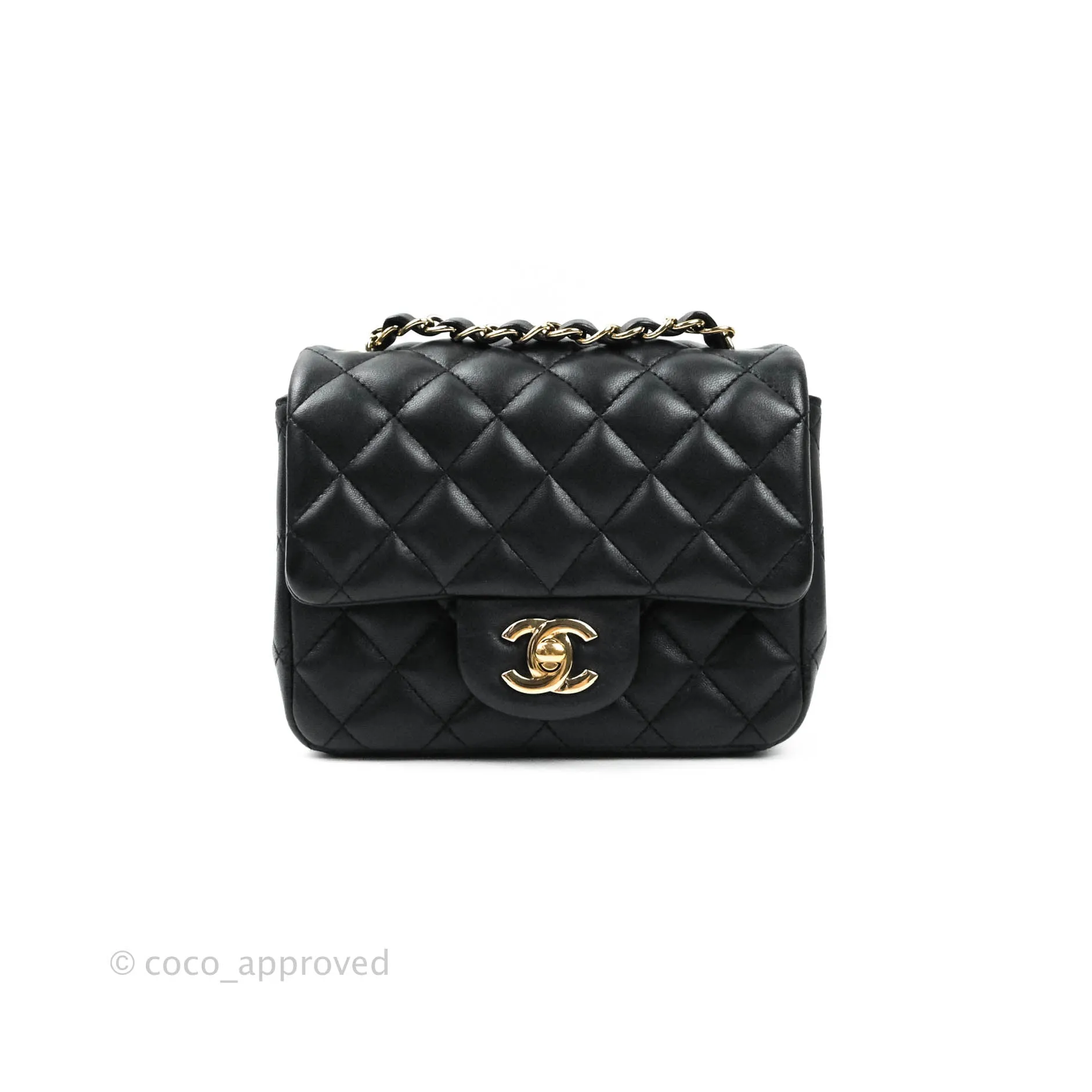 Chanel Mini Square Black Lambskin Gold Hardware