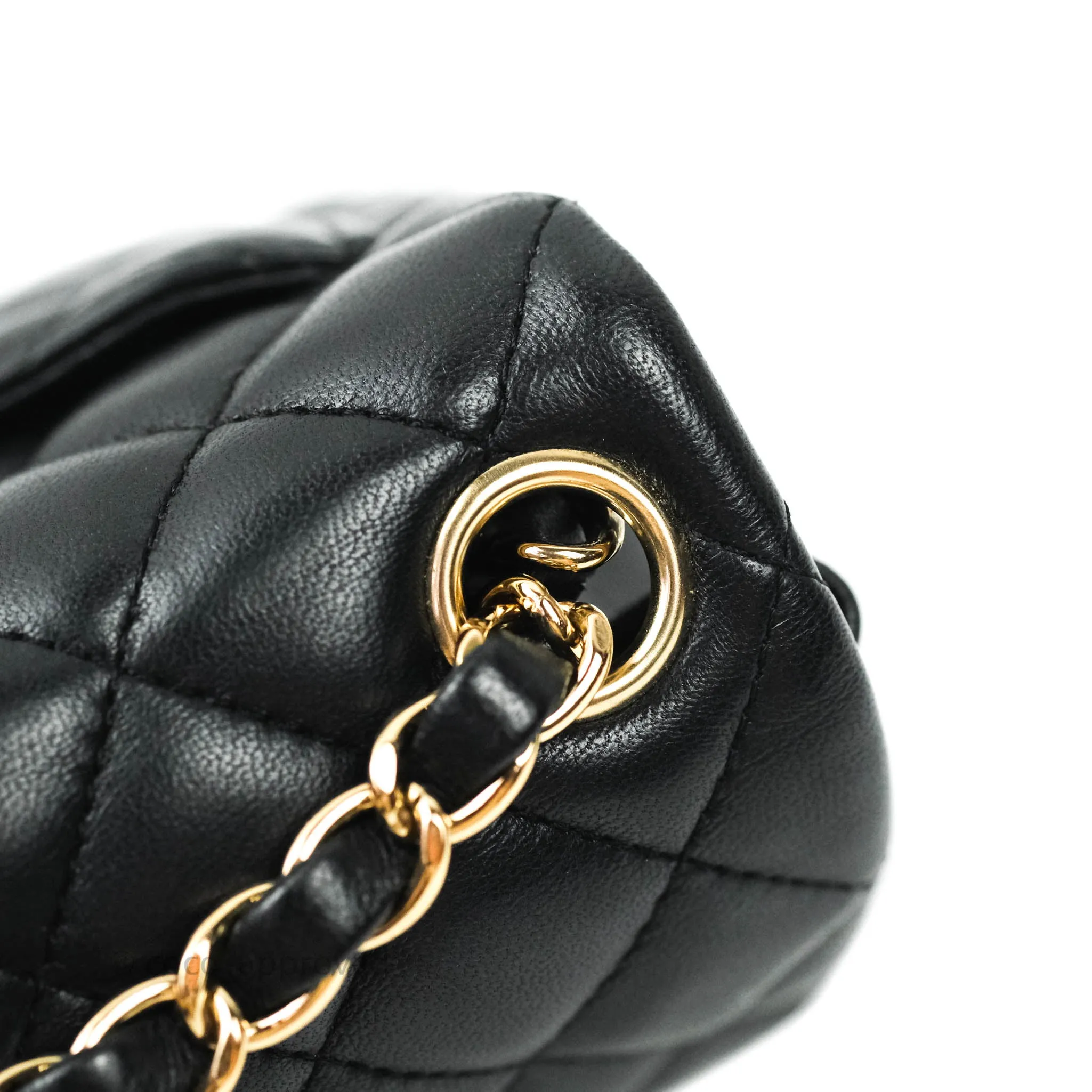 Chanel Mini Square Black Lambskin Gold Hardware