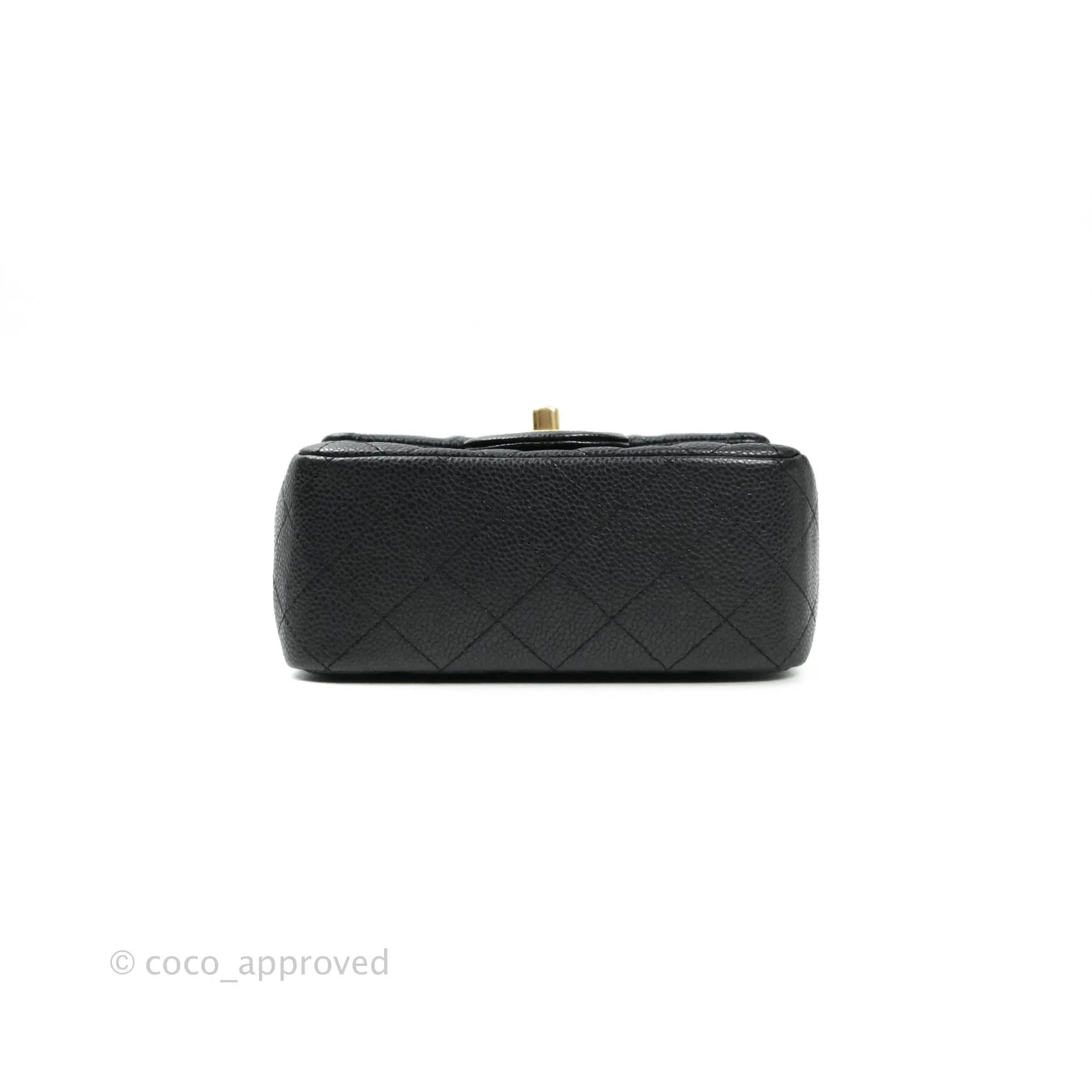 Chanel Mini Square Charcoal Black Caviar Matte Gold Hardware
