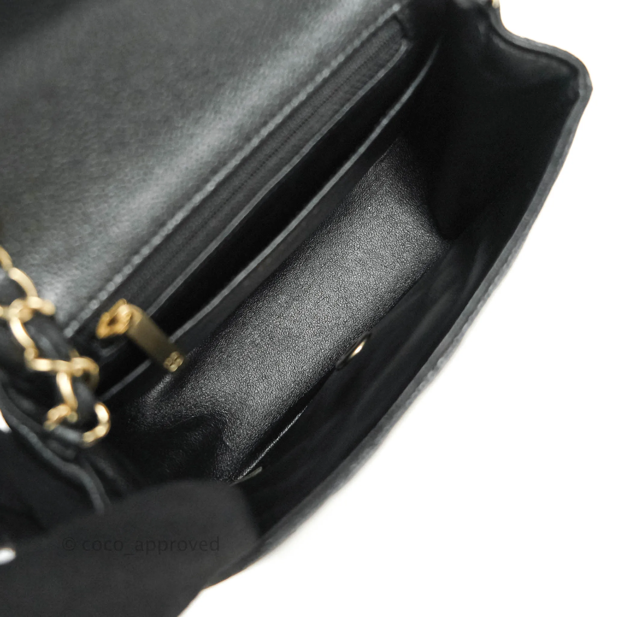 Chanel Mini Square Charcoal Black Caviar Matte Gold Hardware