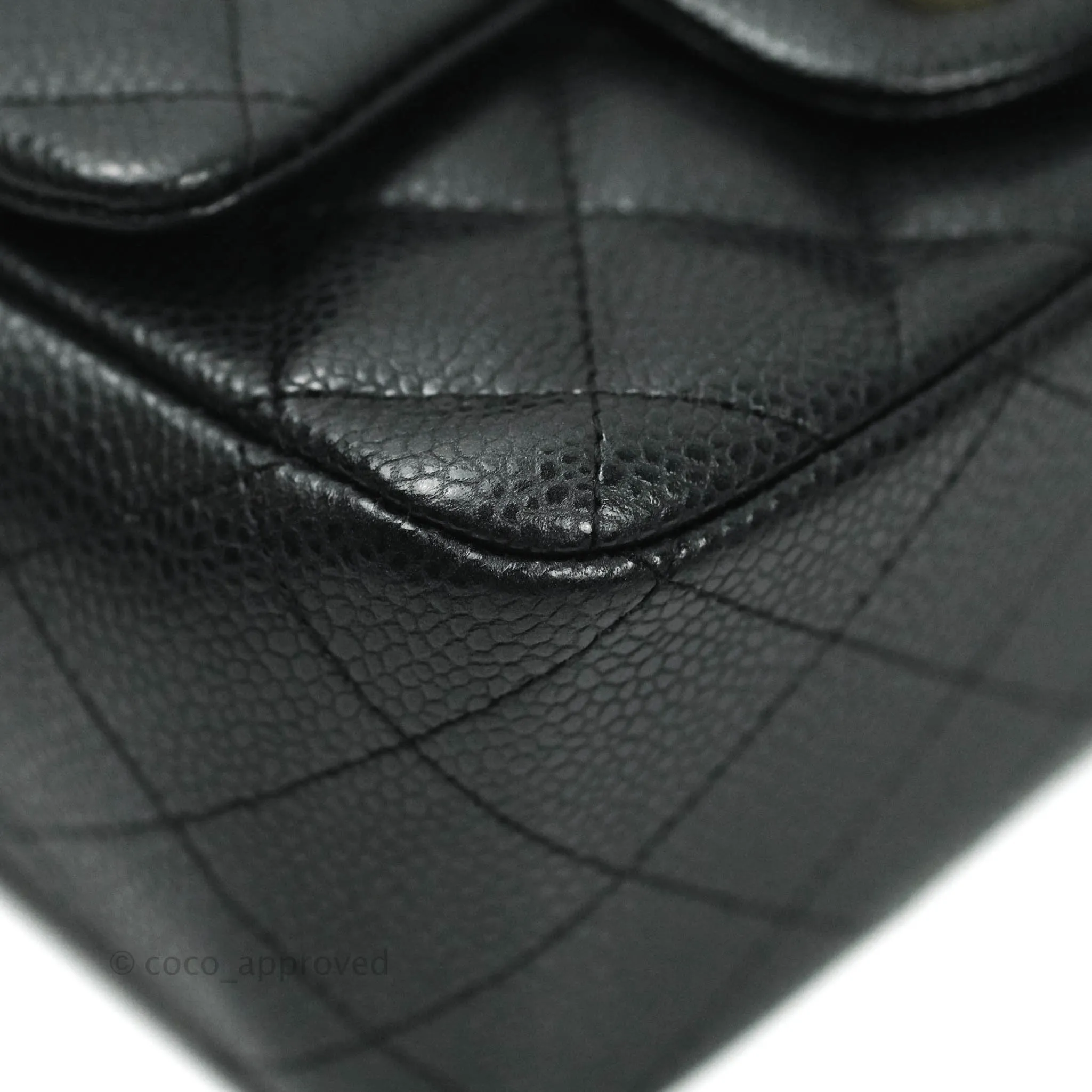 Chanel Mini Square Charcoal Black Caviar Matte Gold Hardware