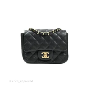 Chanel Mini Square Charcoal Black Caviar Matte Gold Hardware
