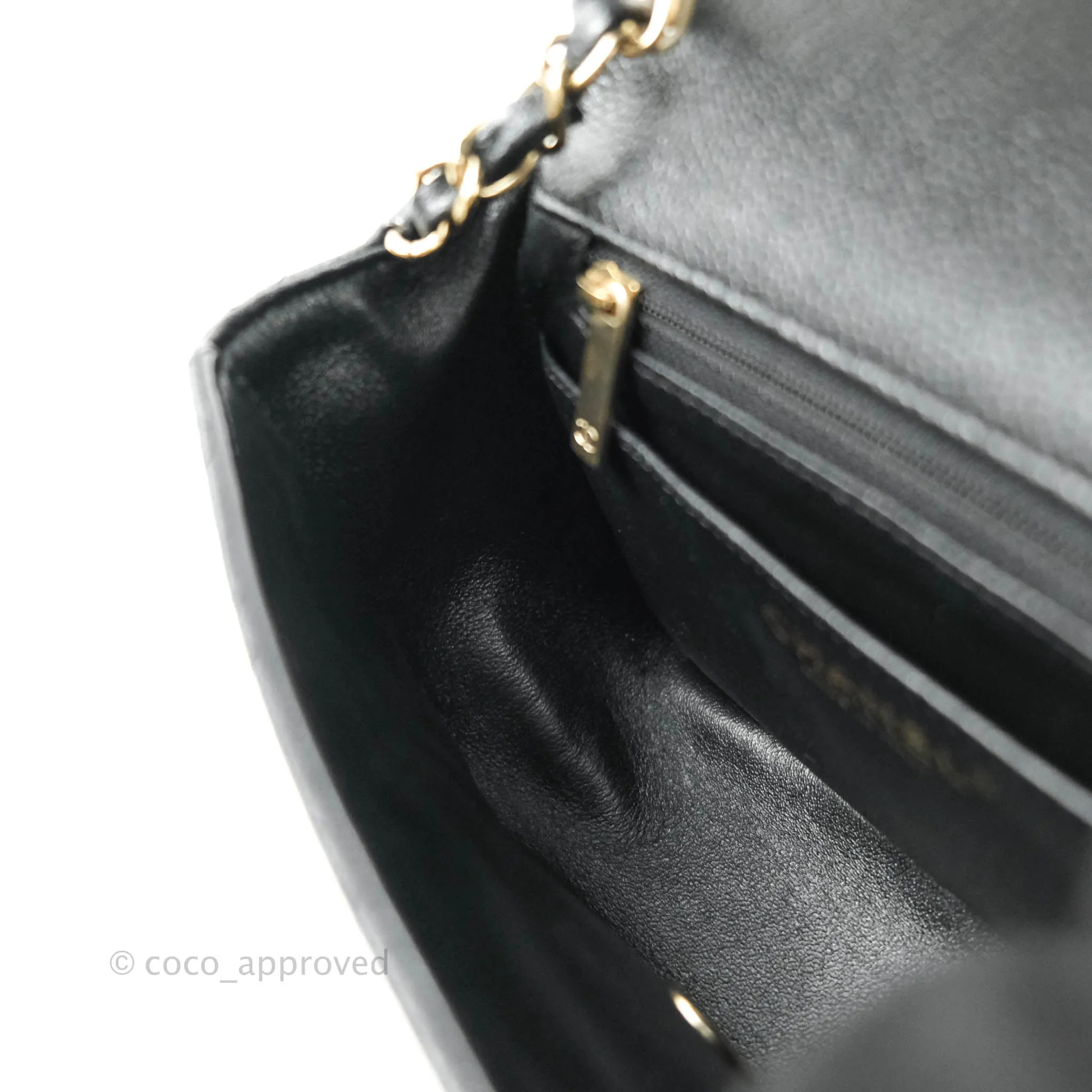 Chanel Mini Square Charcoal Black Caviar Matte Gold Hardware