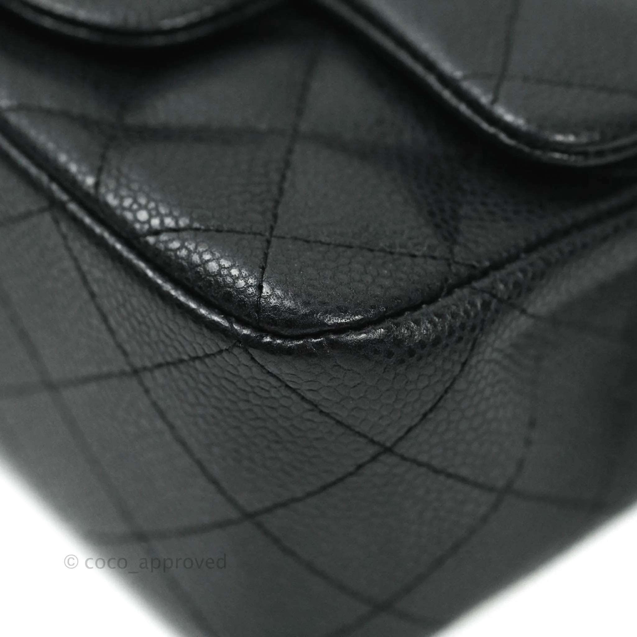 Chanel Mini Square Charcoal Black Caviar Matte Gold Hardware