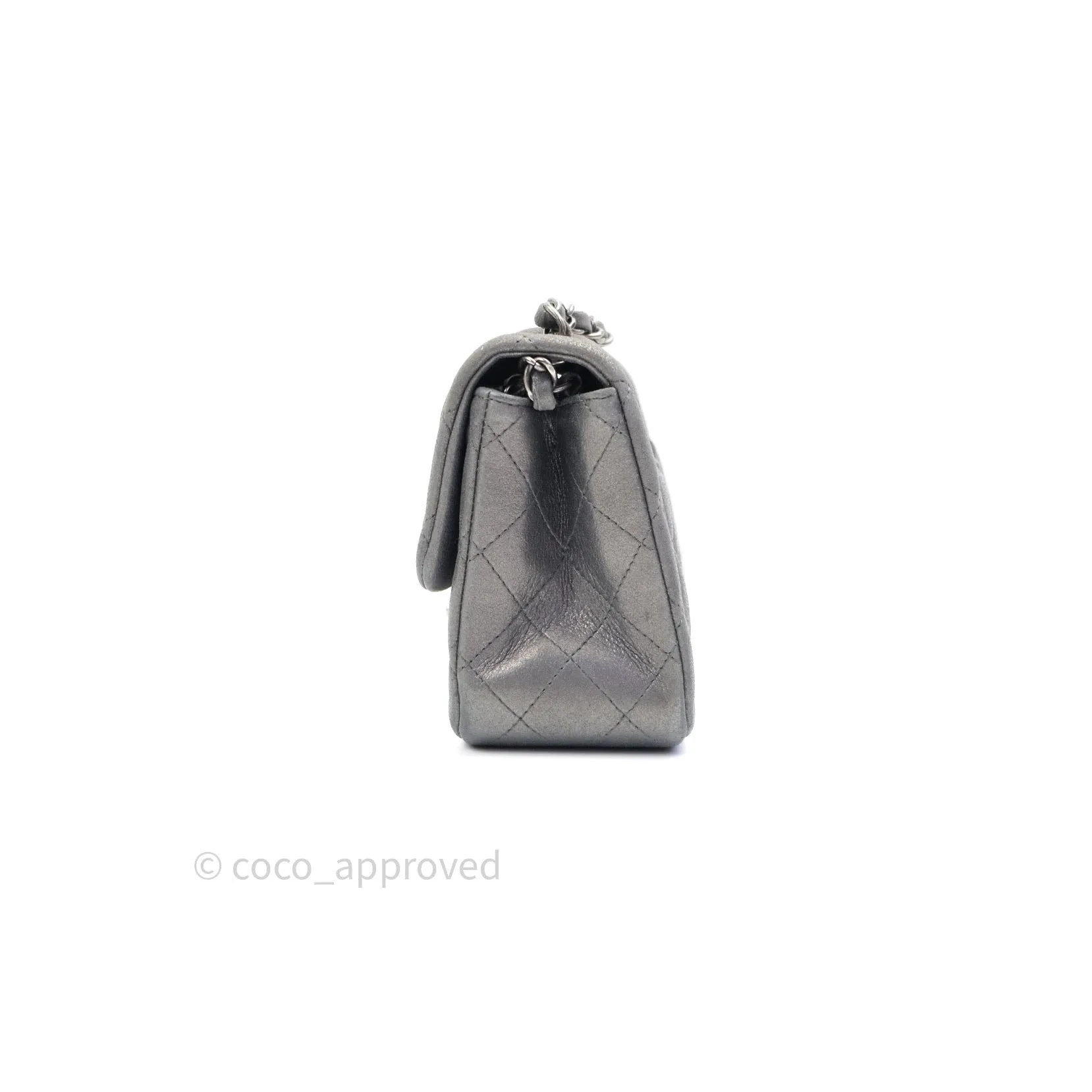 Chanel Mini Square Charcoal Grey Goatskin Ruthenium Hardware