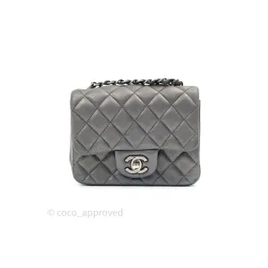 Chanel Mini Square Charcoal Grey Goatskin Ruthenium Hardware