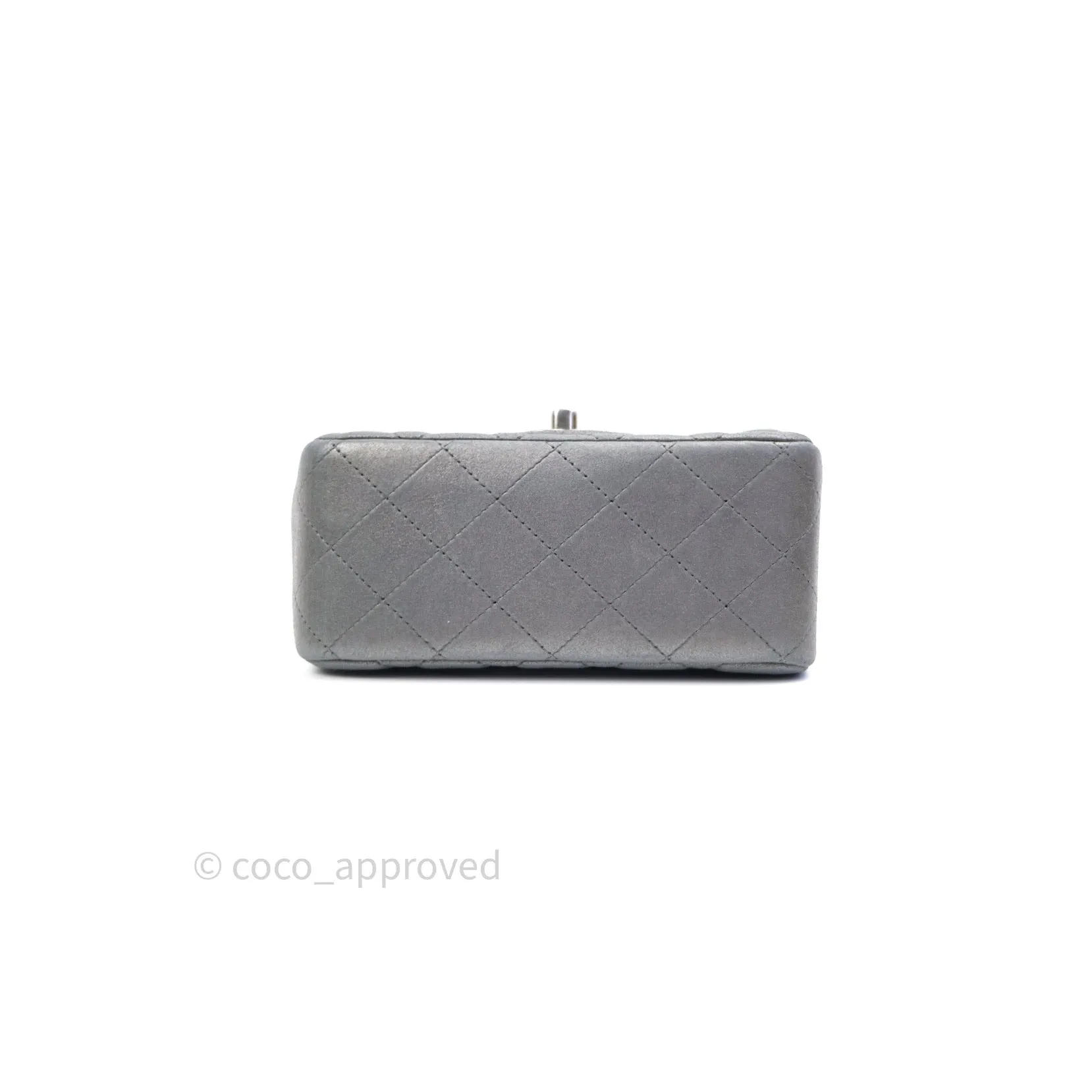Chanel Mini Square Charcoal Grey Goatskin Ruthenium Hardware