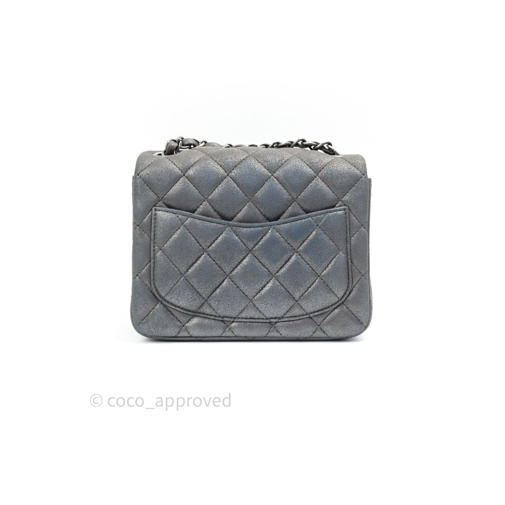 Chanel Mini Square Charcoal Grey Goatskin Ruthenium Hardware