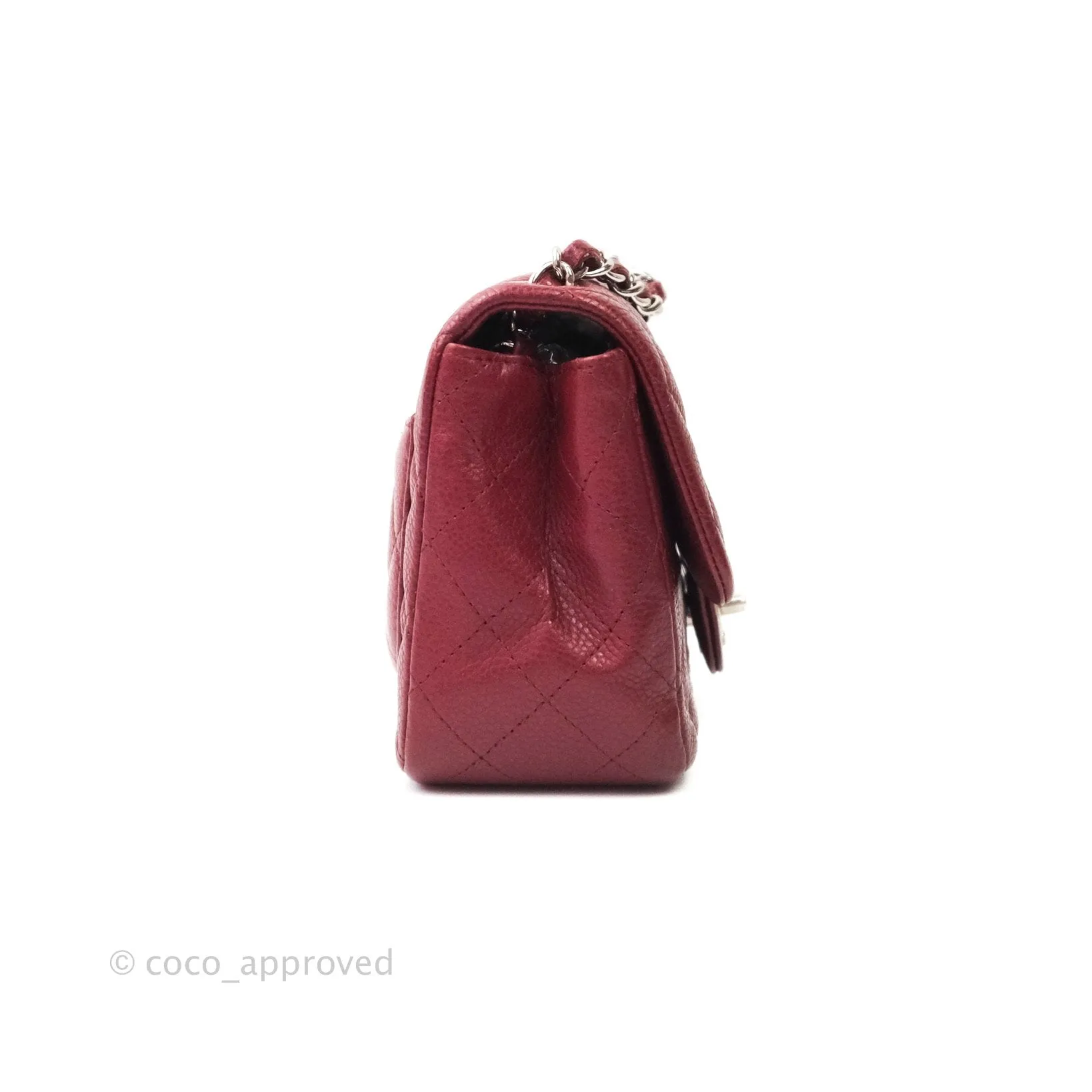 Chanel Mini Square Dark Red Caviar Silver Hardware