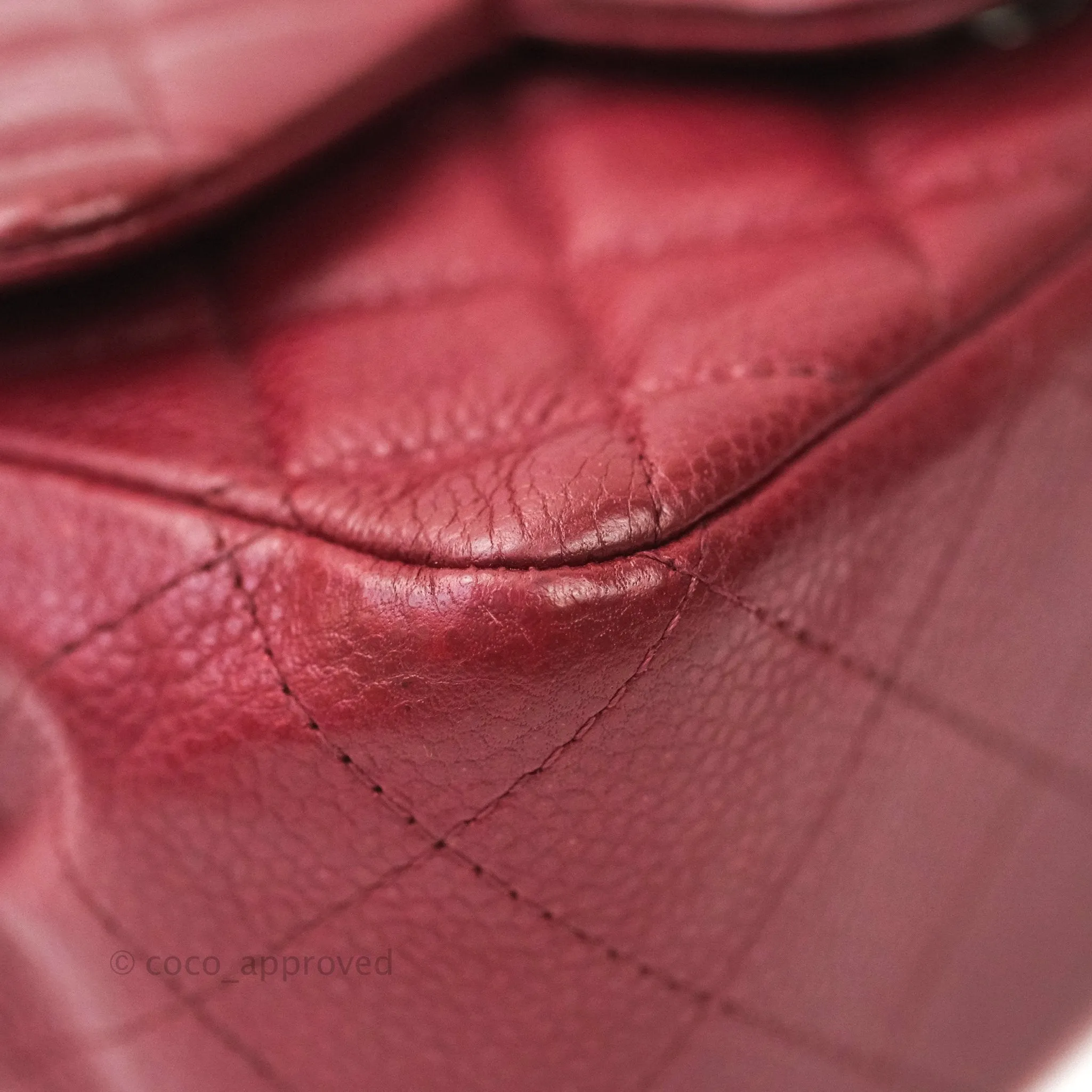 Chanel Mini Square Dark Red Caviar Silver Hardware