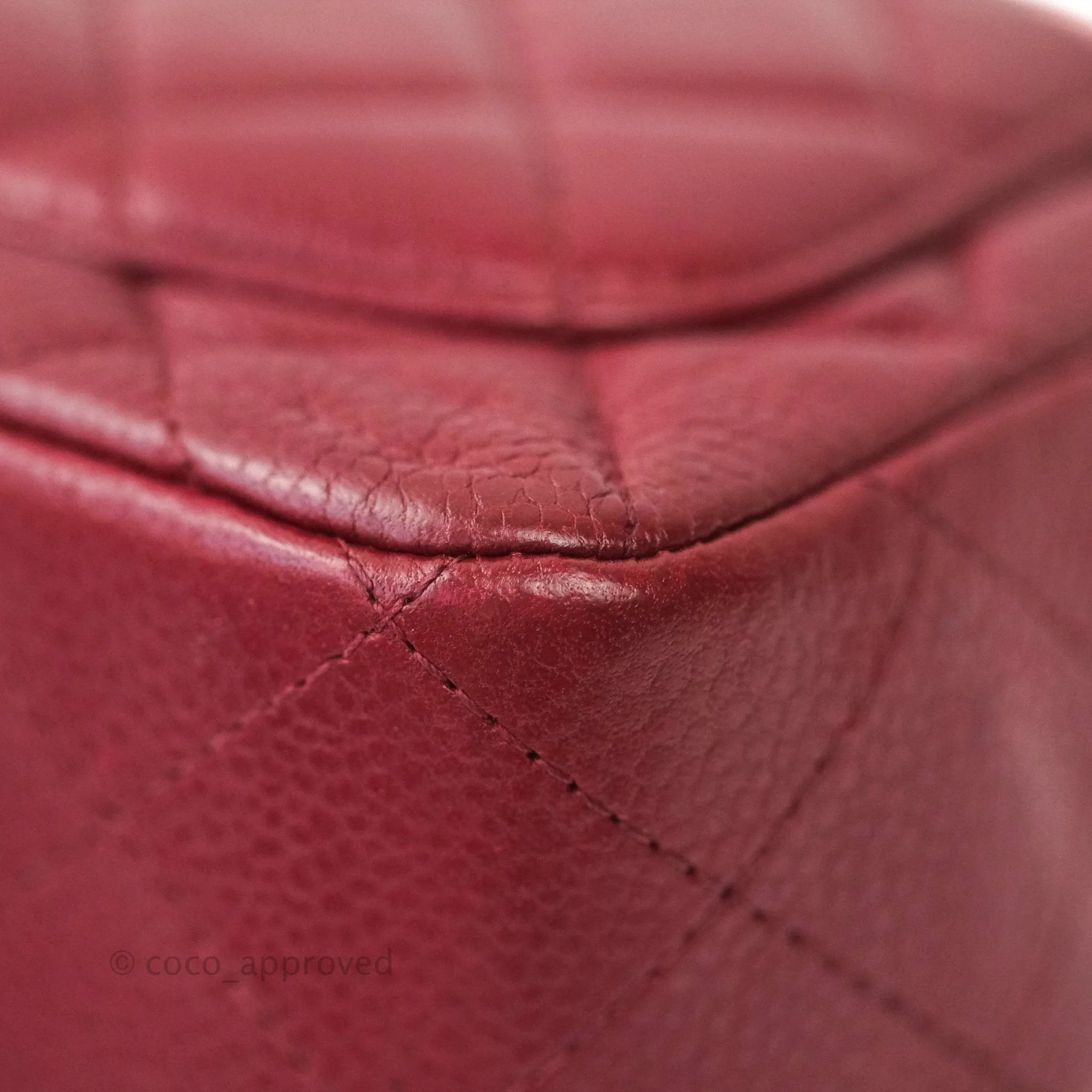 Chanel Mini Square Dark Red Caviar Silver Hardware