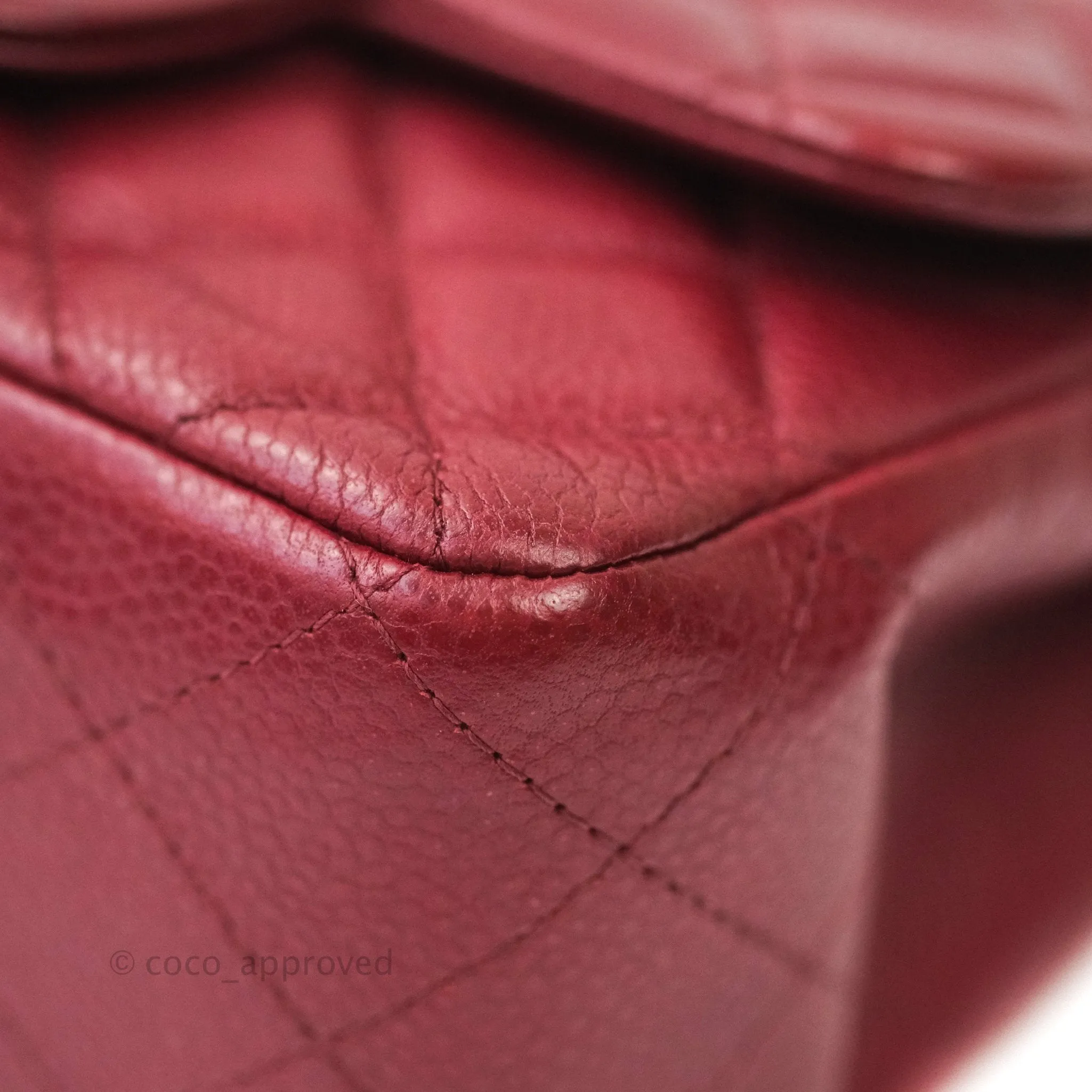 Chanel Mini Square Dark Red Caviar Silver Hardware
