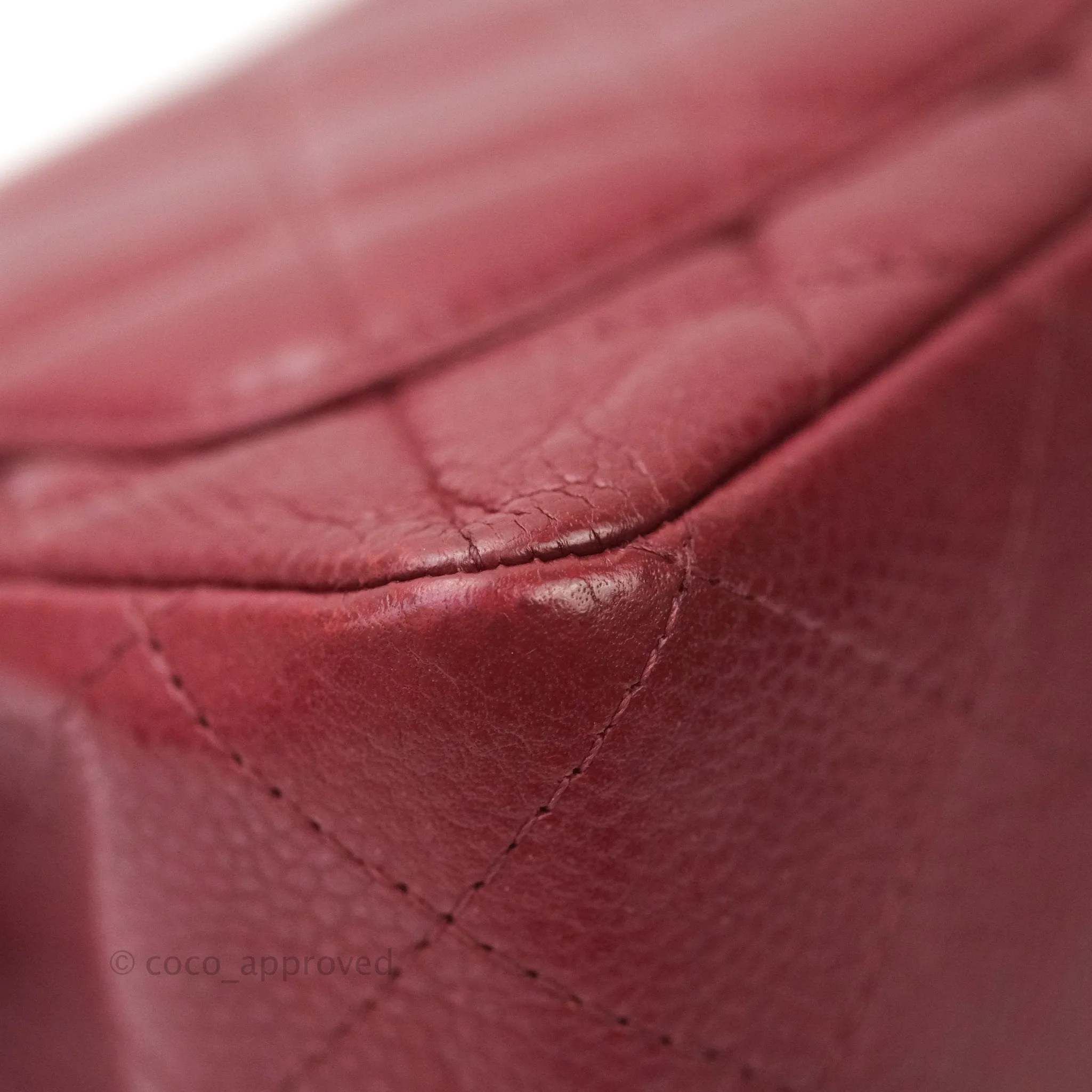 Chanel Mini Square Dark Red Caviar Silver Hardware