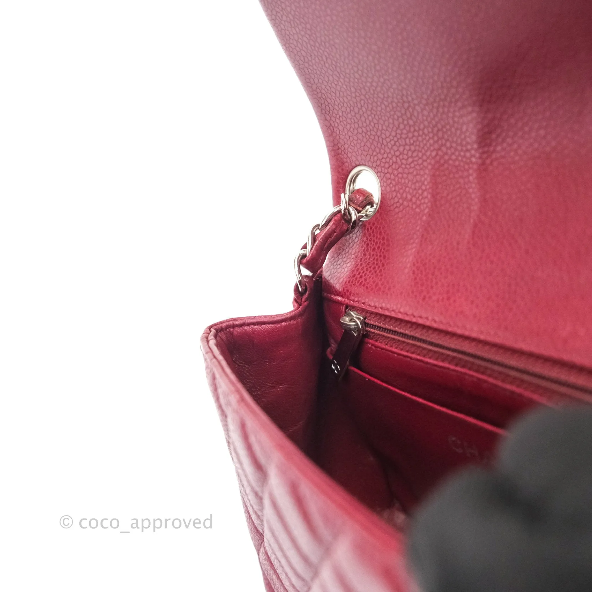 Chanel Mini Square Dark Red Caviar Silver Hardware
