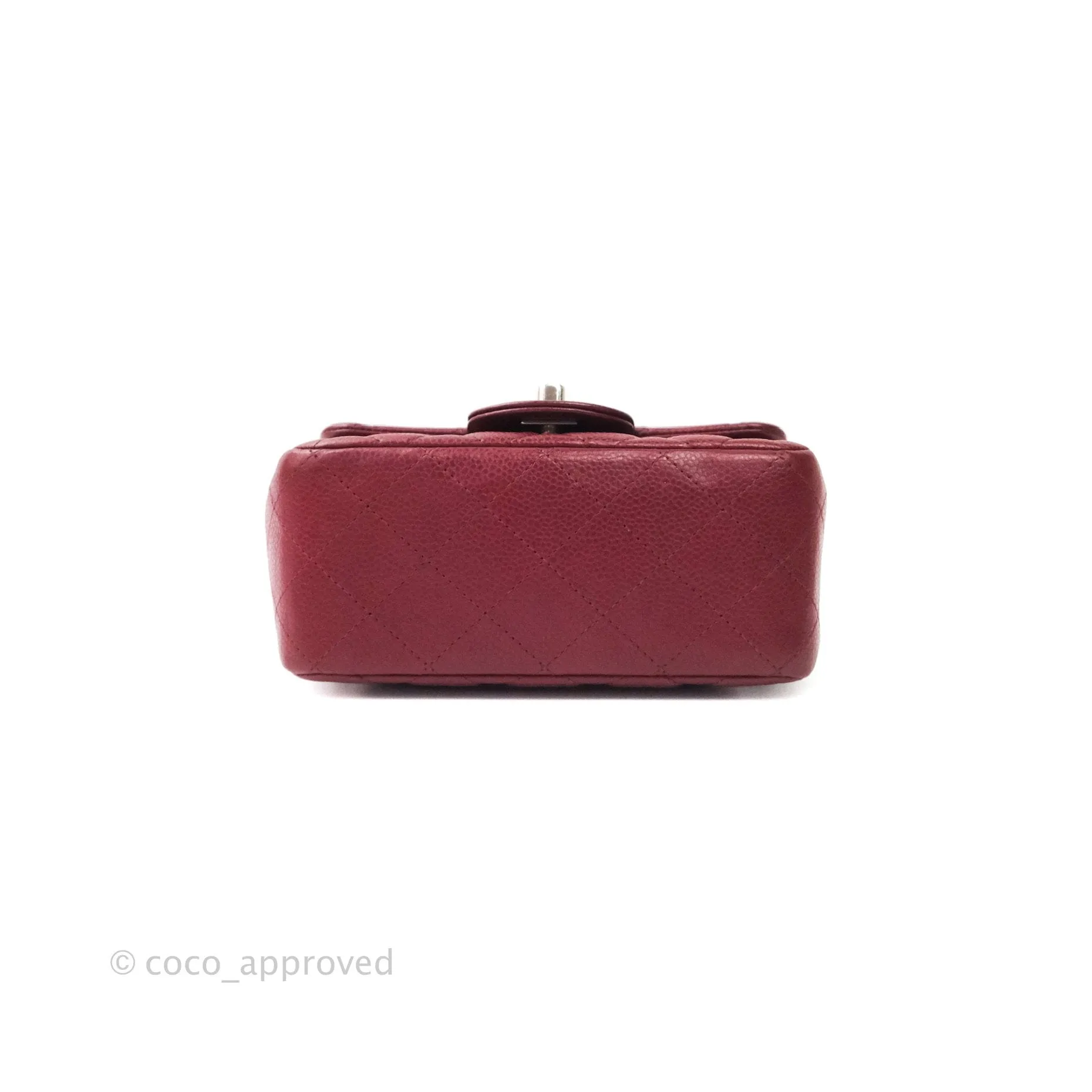 Chanel Mini Square Dark Red Caviar Silver Hardware