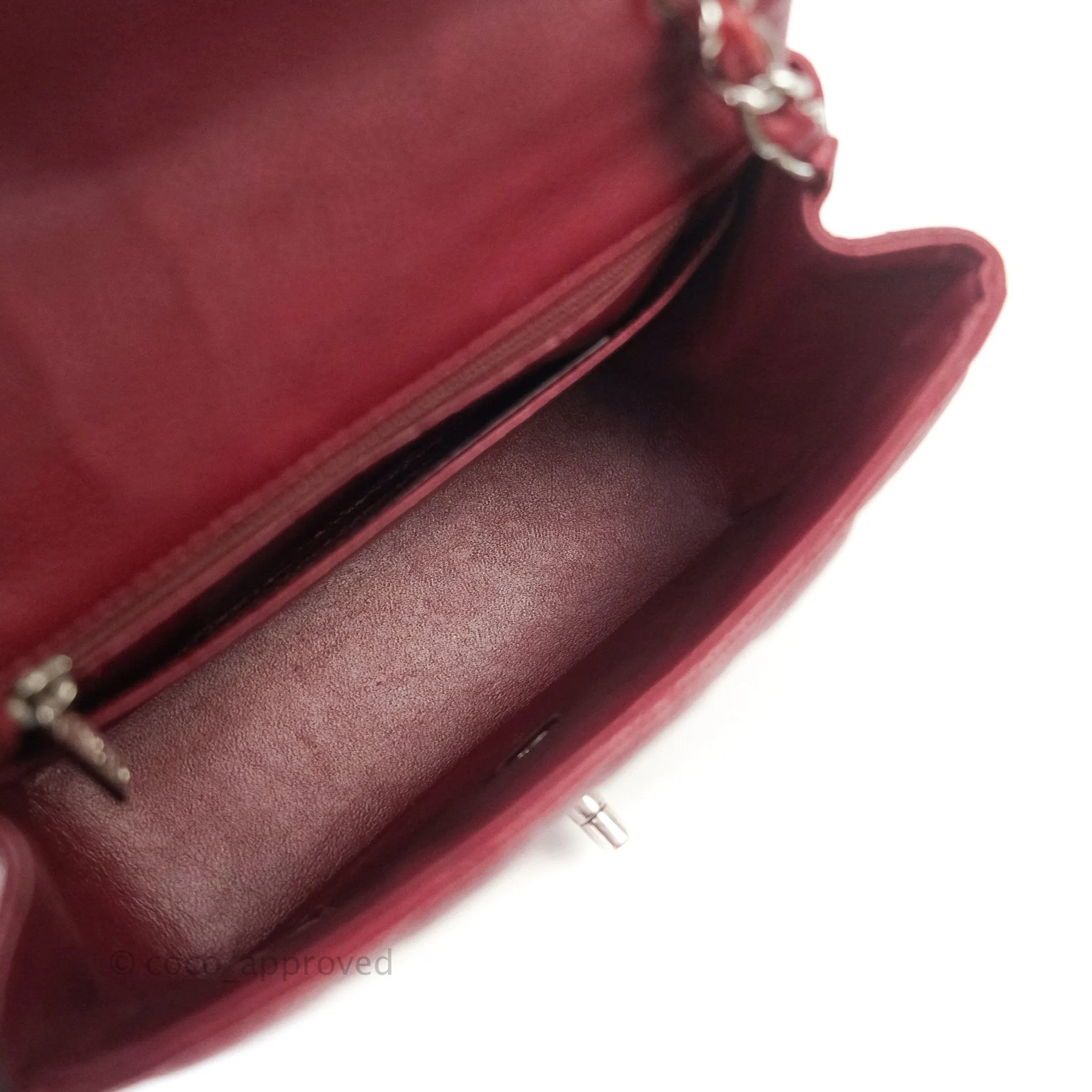 Chanel Mini Square Dark Red Caviar Silver Hardware