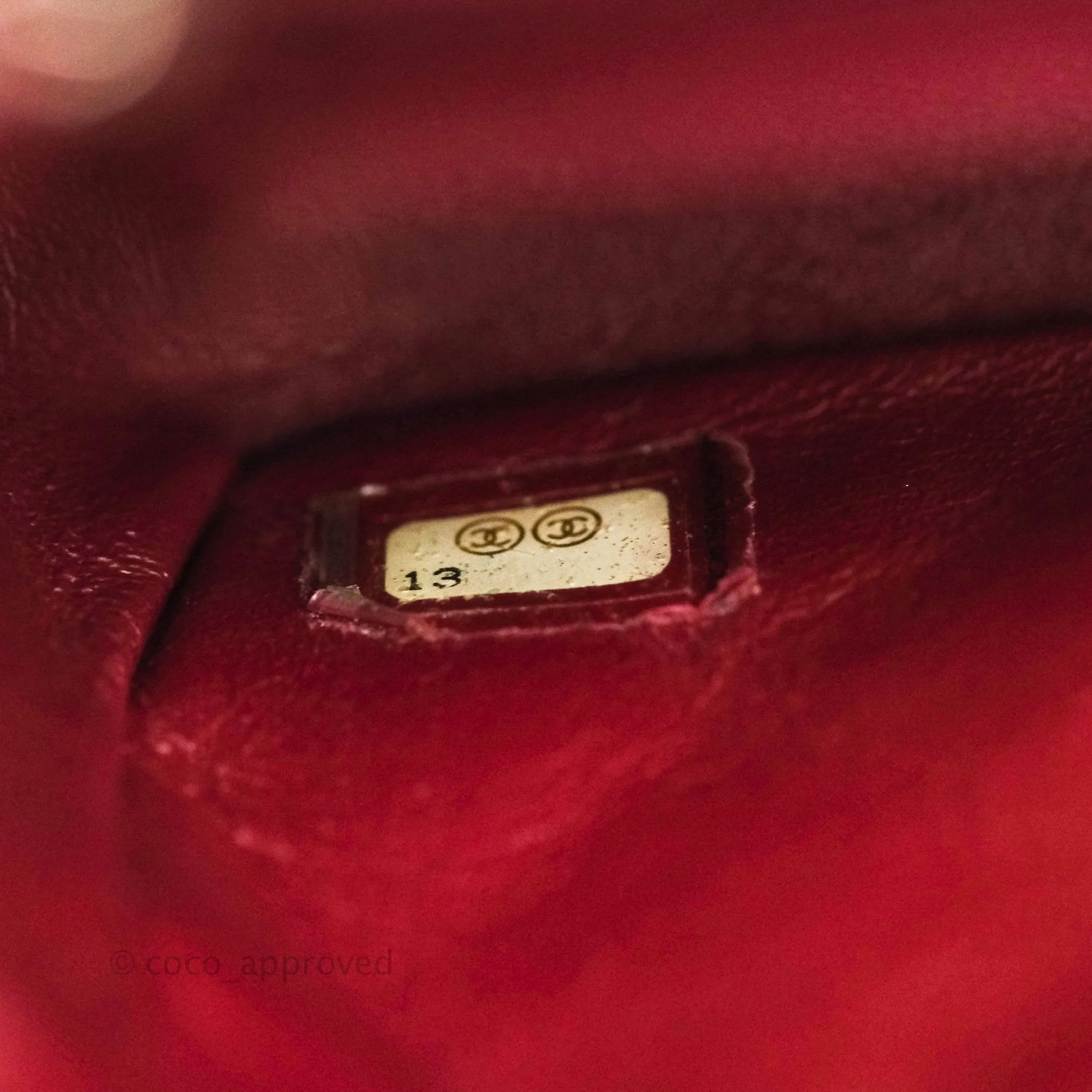 Chanel Mini Square Dark Red Caviar Silver Hardware